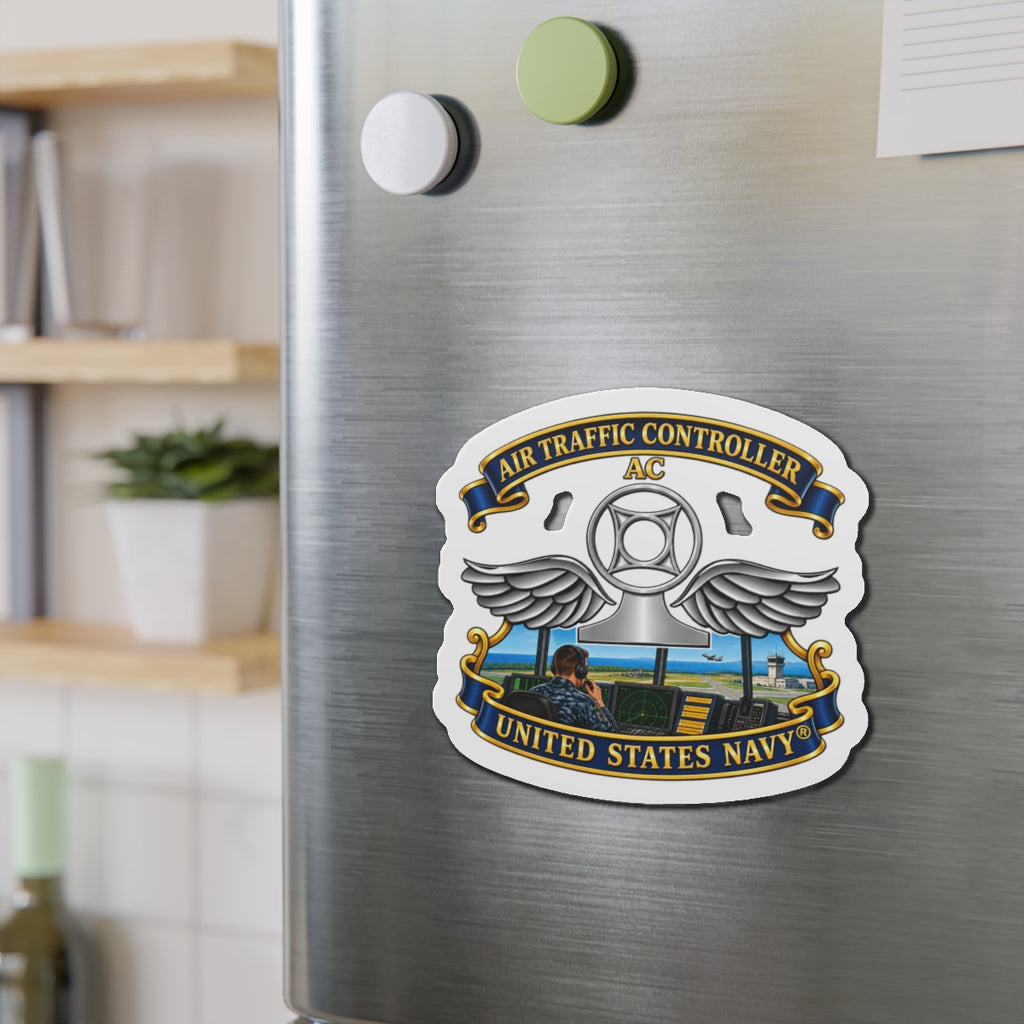 Die-Cut Magnet - Navy - Rate - Air Traffic Controller (AC) - with Scene - 3D - Enhanced