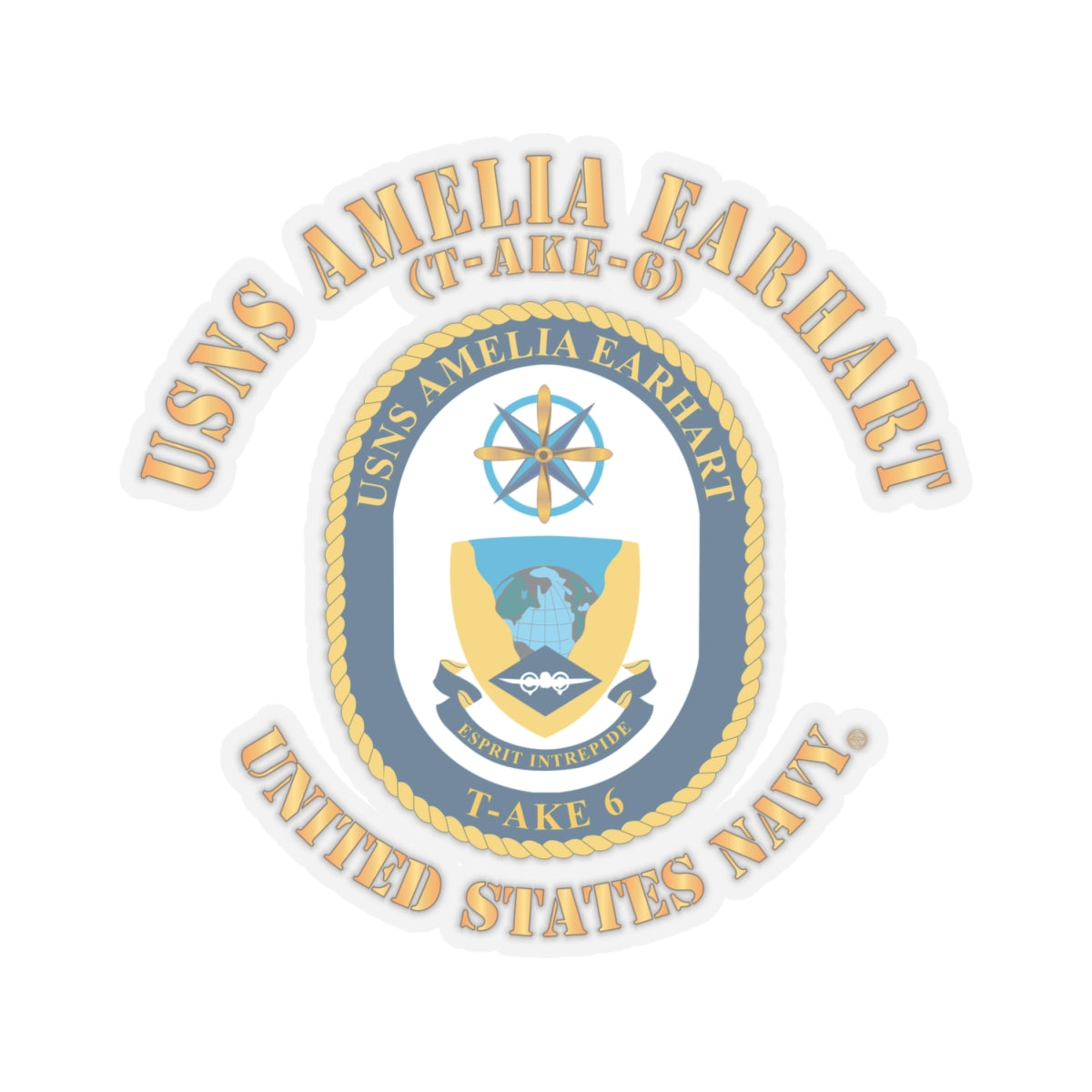 Kiss-Cut Stickers - Navy - USNS Amelia Earhart (T-AKE 6)