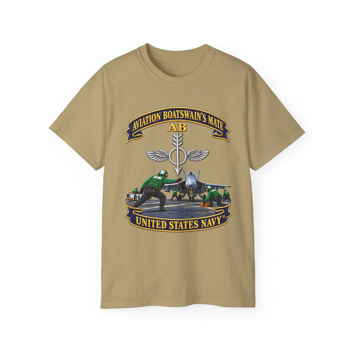 Unisex Ultra Cotton T-Shirt - Navy - Aviation Boatswains Mate Br with AC handler Scene - 3D - Enhanced