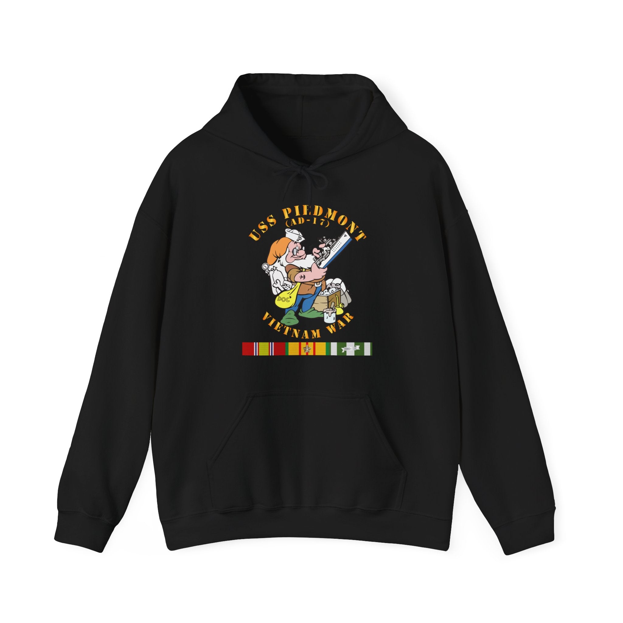 Unisex Heavy Blend™ Hoodies - Navy - USS Piedmont (AD-17) w VN SVC - Vietnam War