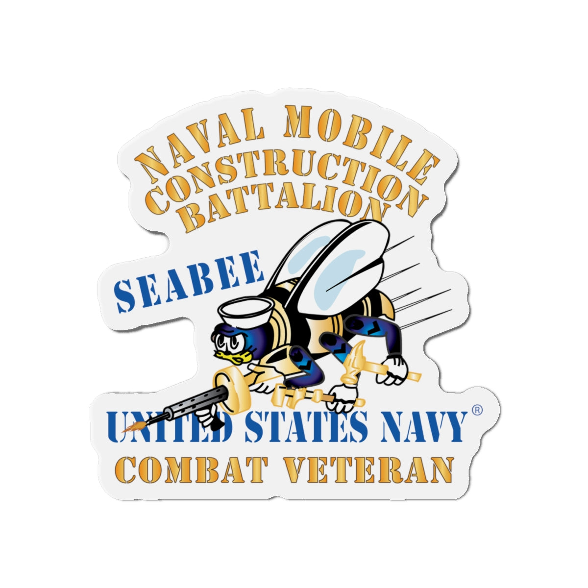 Die-Cut Magnet - Navy - Seabee - Combat Veteran