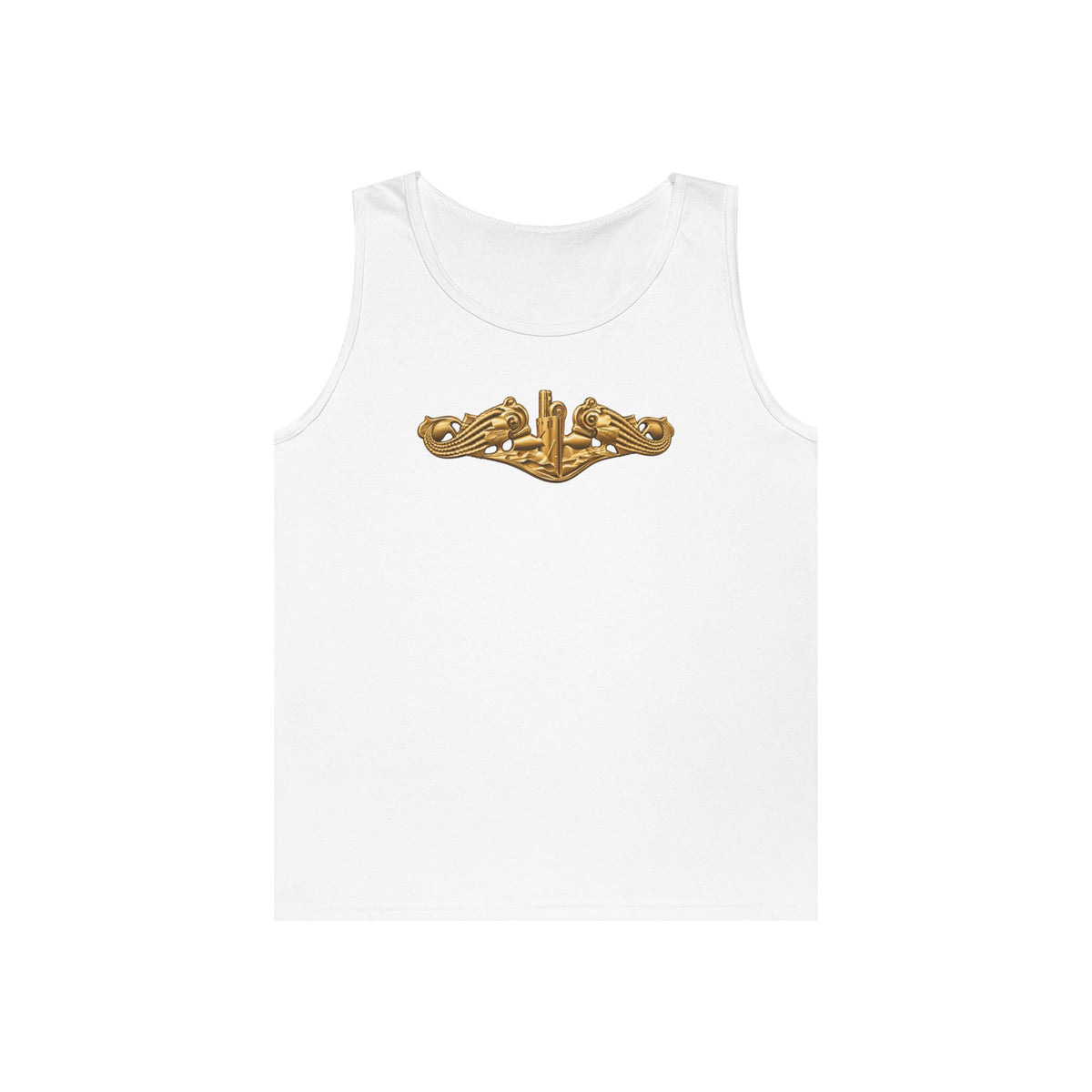 Unisex Heavy Cotton Tank Top - Navy - Badge - Submarine Warfare wo txt - Officer - 3D - Enhanced