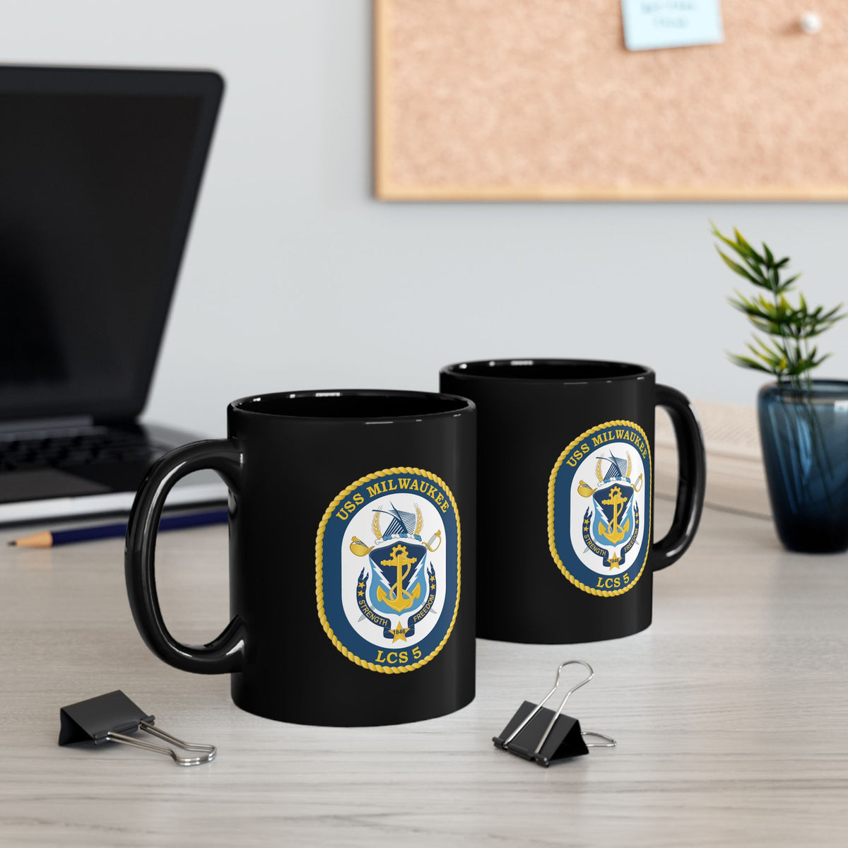 Black Mug (11oz, 15oz) - Navy - USS Milwaukee (LCS-5) wo Txt X 300