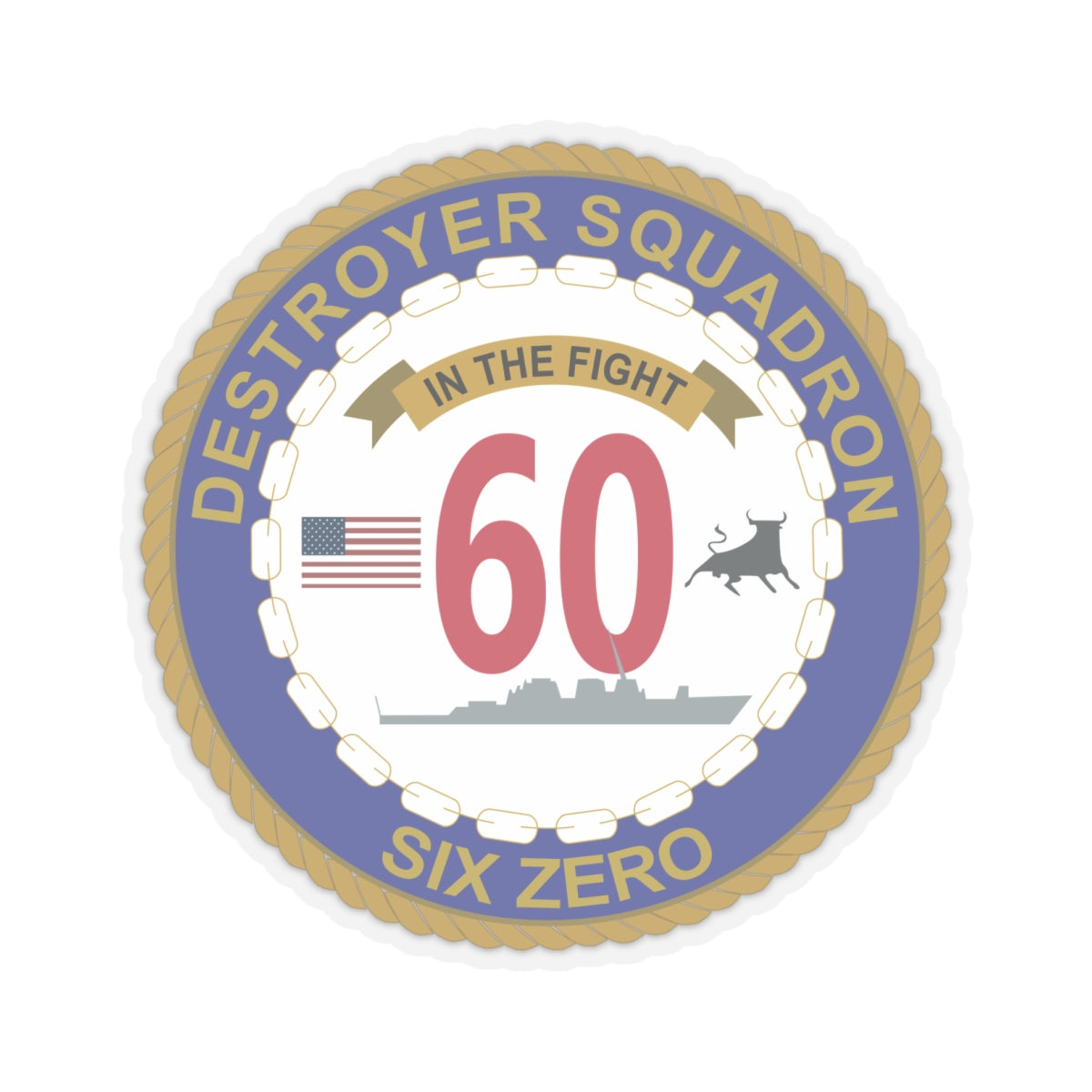 Kiss-Cut Stickers - Navy - Destroyer Squadron 60 wo txt