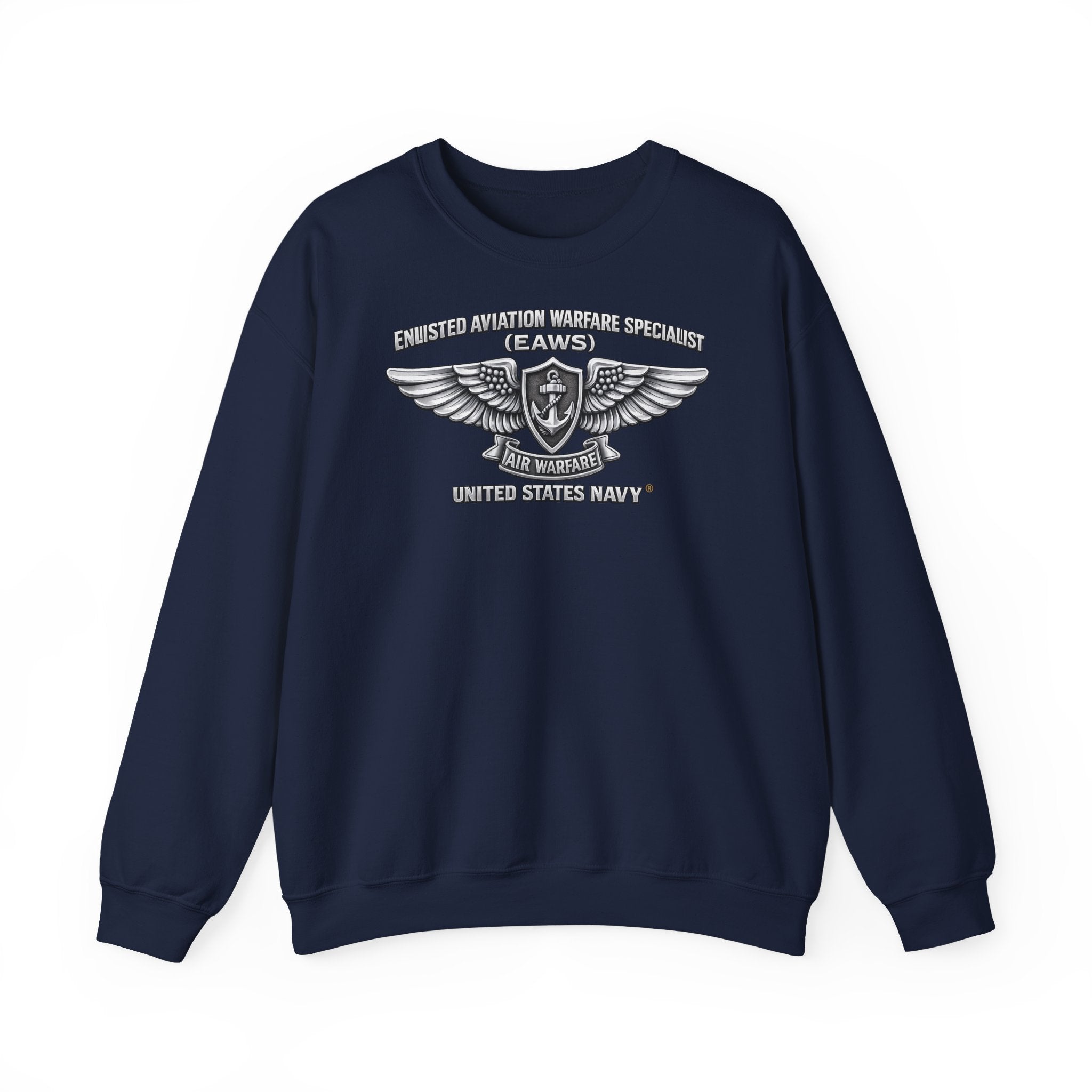 Unisex Heavy Blend™ Crewneck Sweatshirt - Navy - Badge - Enlisted Aviation Warfare Specialist
