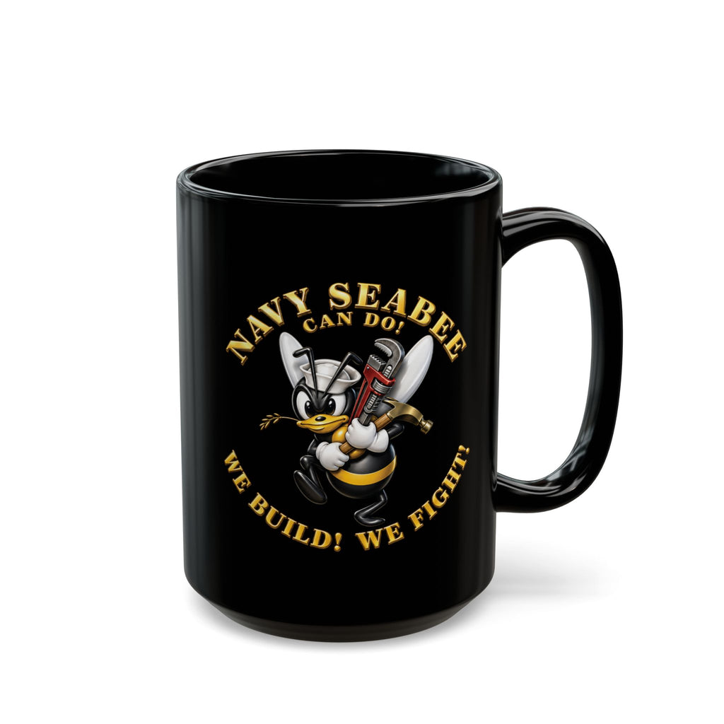 Black Mug (11oz, 15oz) - Navy - Navy SeaBee - w Wrench and Hammer - 3D - Enhanced X 300