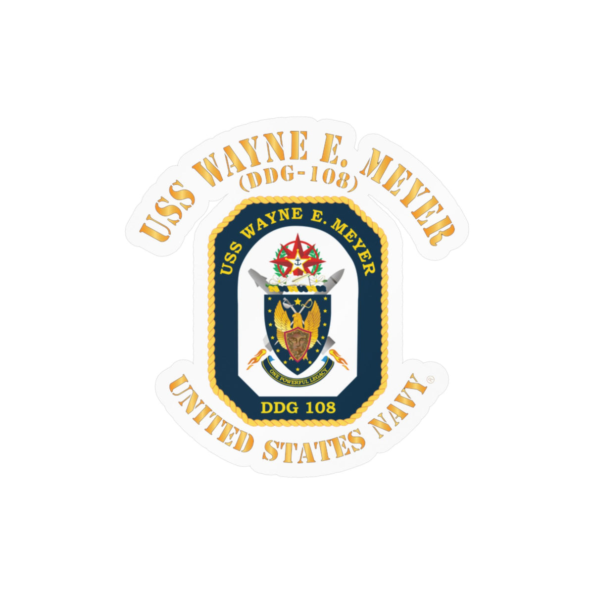 Kiss-Cut Vinyl Decal - Navy - USS Wayne E. Meyer (DDG-108) X 300