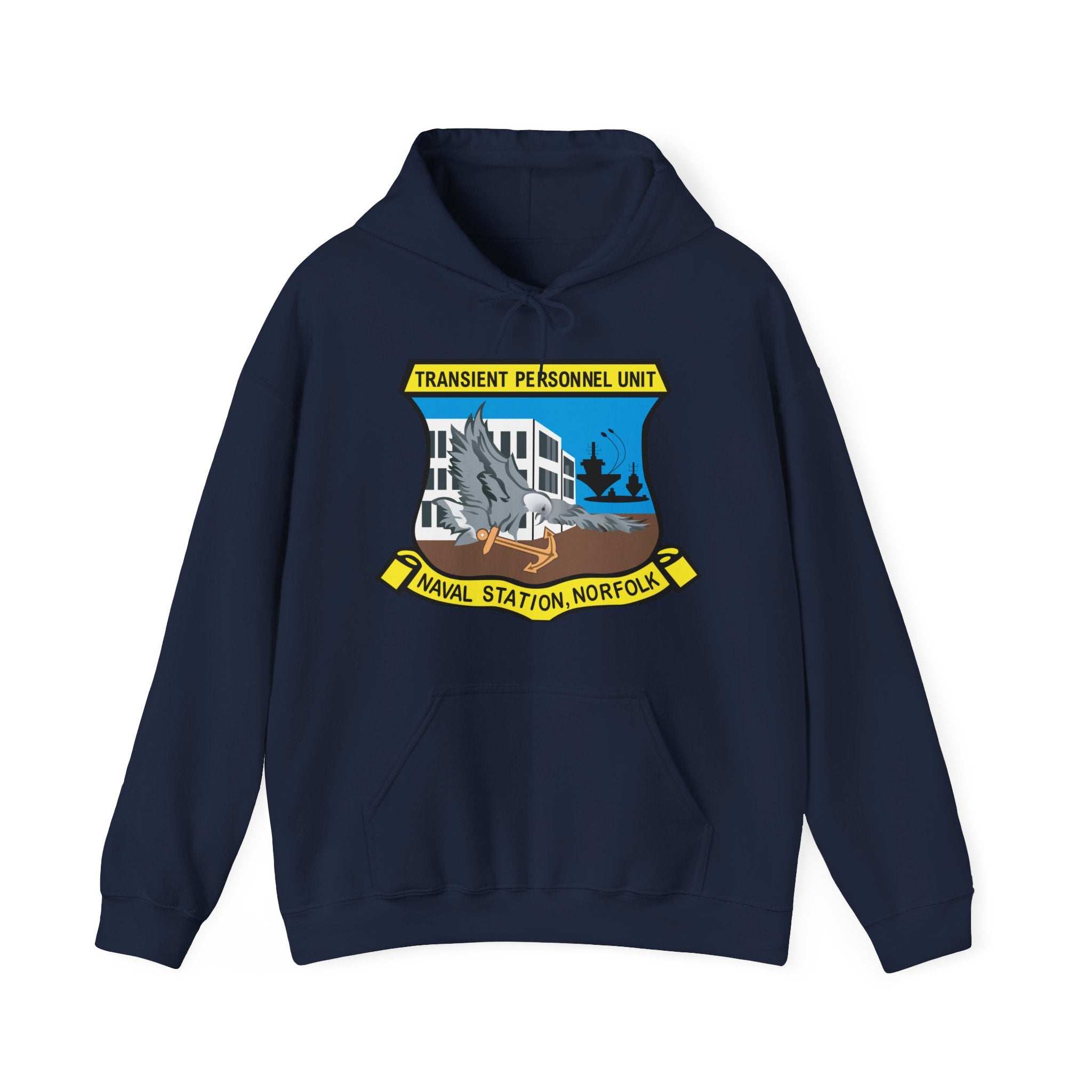 Unisex Heavy Blend™ Hoodies - Navy - Transient Personnel Unit - Naval Station Norfolk wo Txt