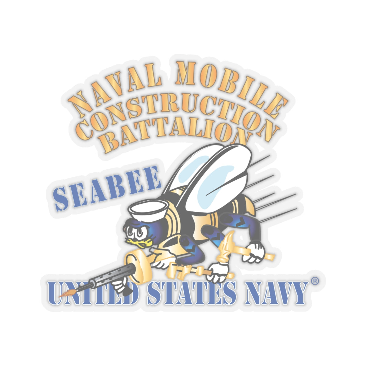 Kiss-Cut Stickers - Navy - Seabee