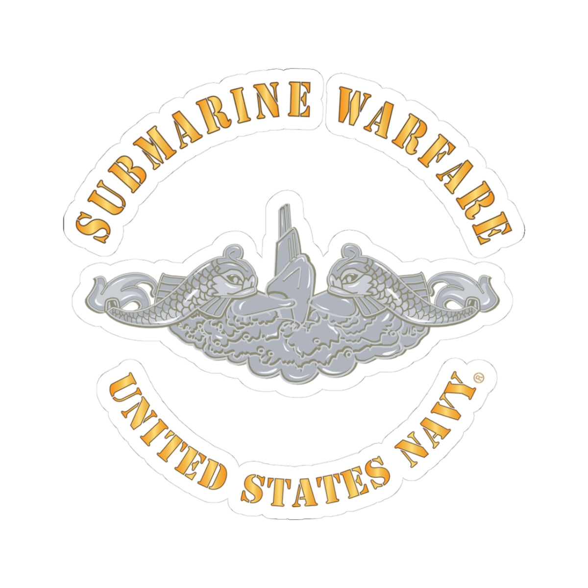 Kiss-Cut Stickers - Navy - Submarine Badge - Silver