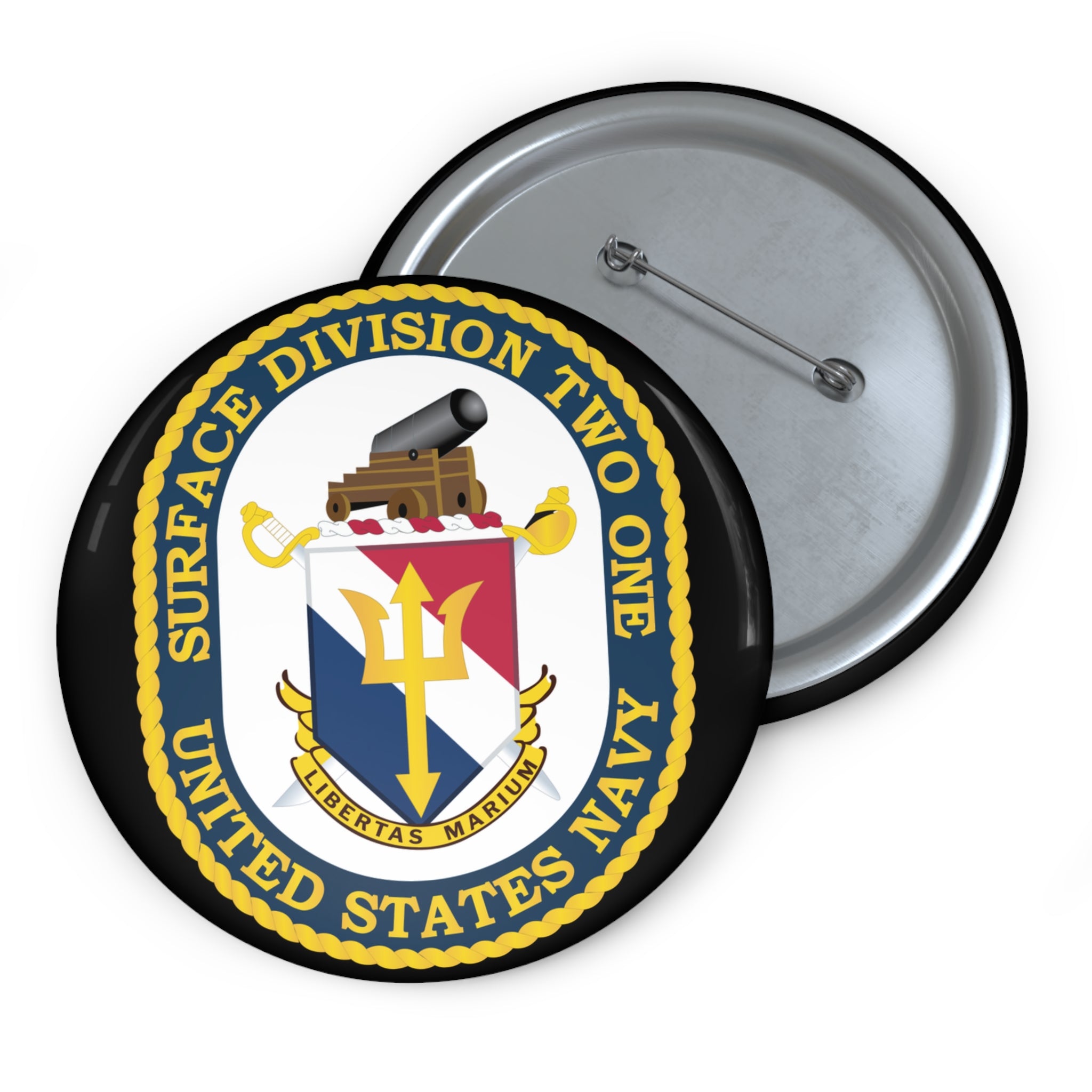 Custom Pin Button - Navy - Surface Division 21 wo txt
