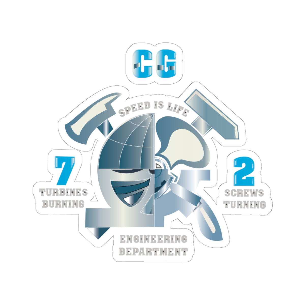 Kiss-Cut Stickers - Navy - CG 72 - Engineering Department