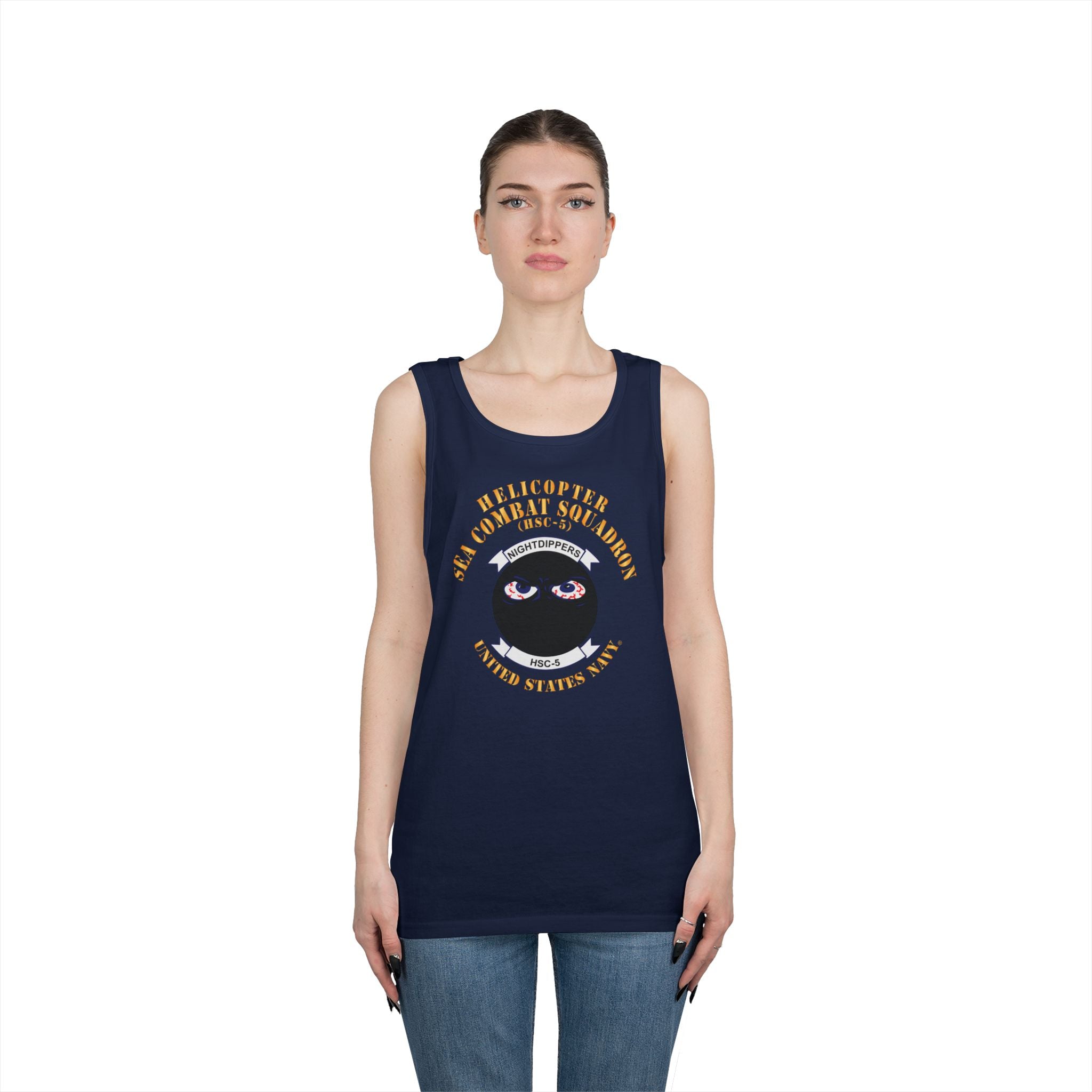 Unisex Heavy Cotton Tank Top - Navy - Helicopter Sea Combat Squadron 5 (HSC-5)
