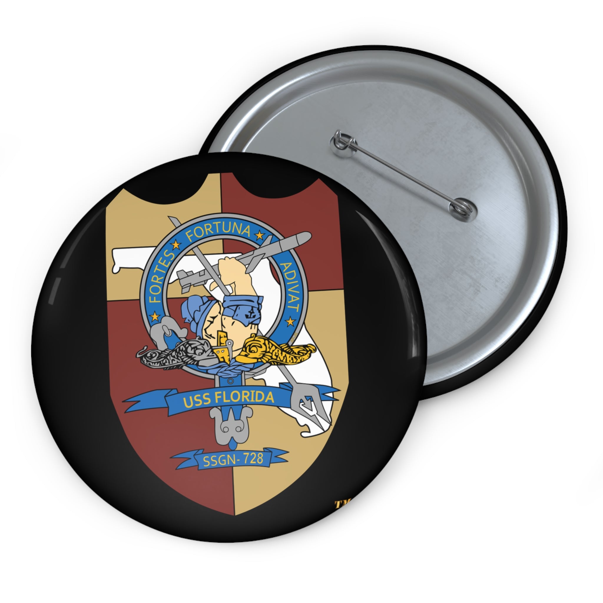Custom Pin Button - Navy - USS Florida (SSGN-728) wo txt