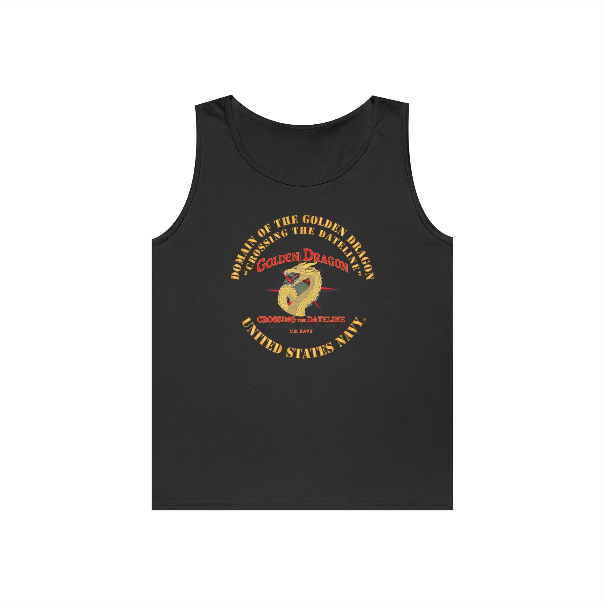 Unisex Heavy Cotton Tank Top - Navy - Domain of the Golden Dragon