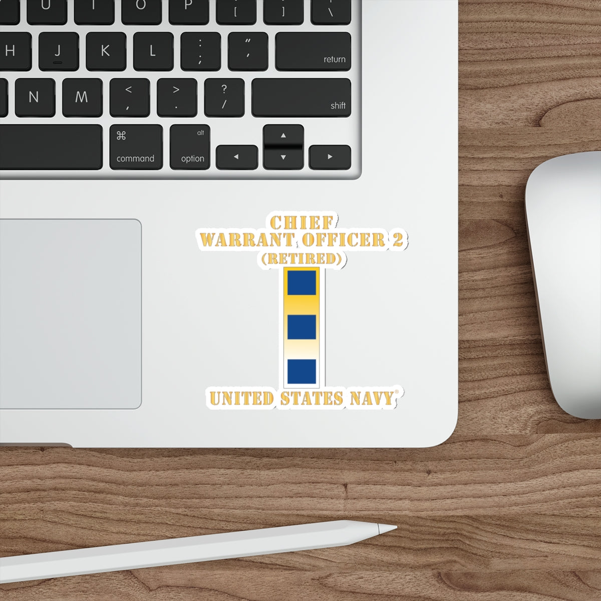 Die-Cut Vinyl Sticker - Navy - Chief Warrant Officer 2 - CW02 - Retired
