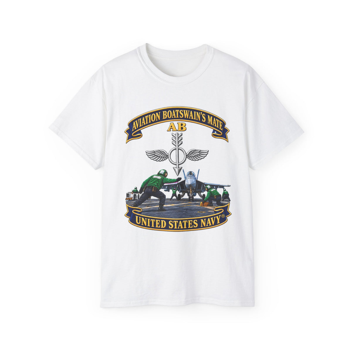 Unisex Ultra Cotton T-Shirt - Navy - Aviation Boatswains Mate Br with AC handler Scene - 3D - Enhanced