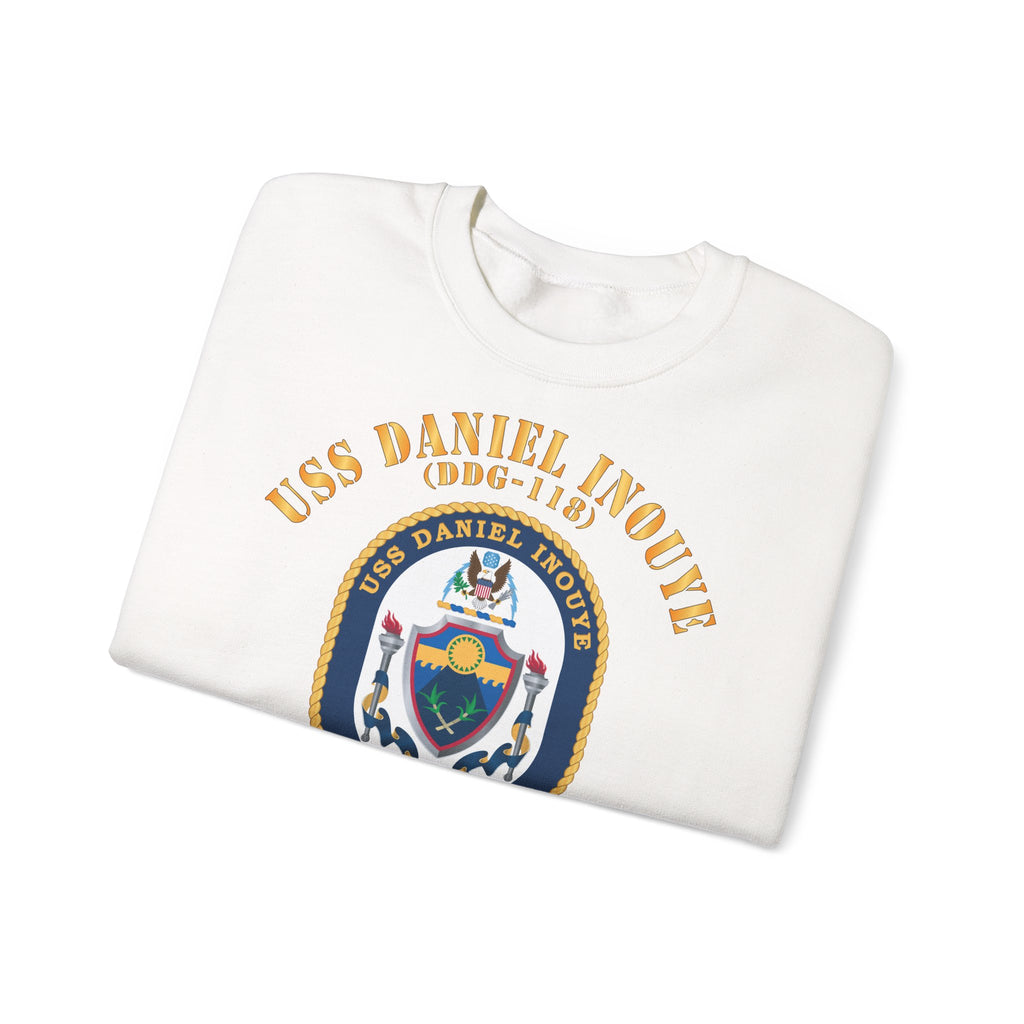 Unisex Heavy Blend™ Crewneck Sweatshirt - Navy - USS Daniel Inouye (DDG-118)