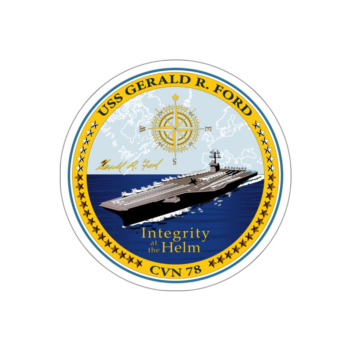 Die-Cut Vinyl Sticker - Navy - USS Gerald R. Ford (CVN-78) wo txt