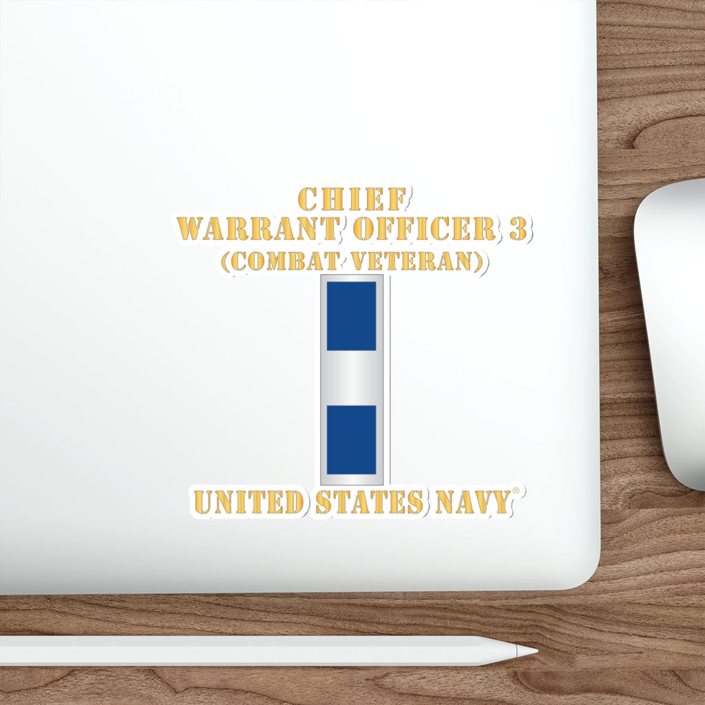 Die-Cut Vinyl Sticker - Navy - Chief Warrant Officer 3 - CW03 - Combat Veteran