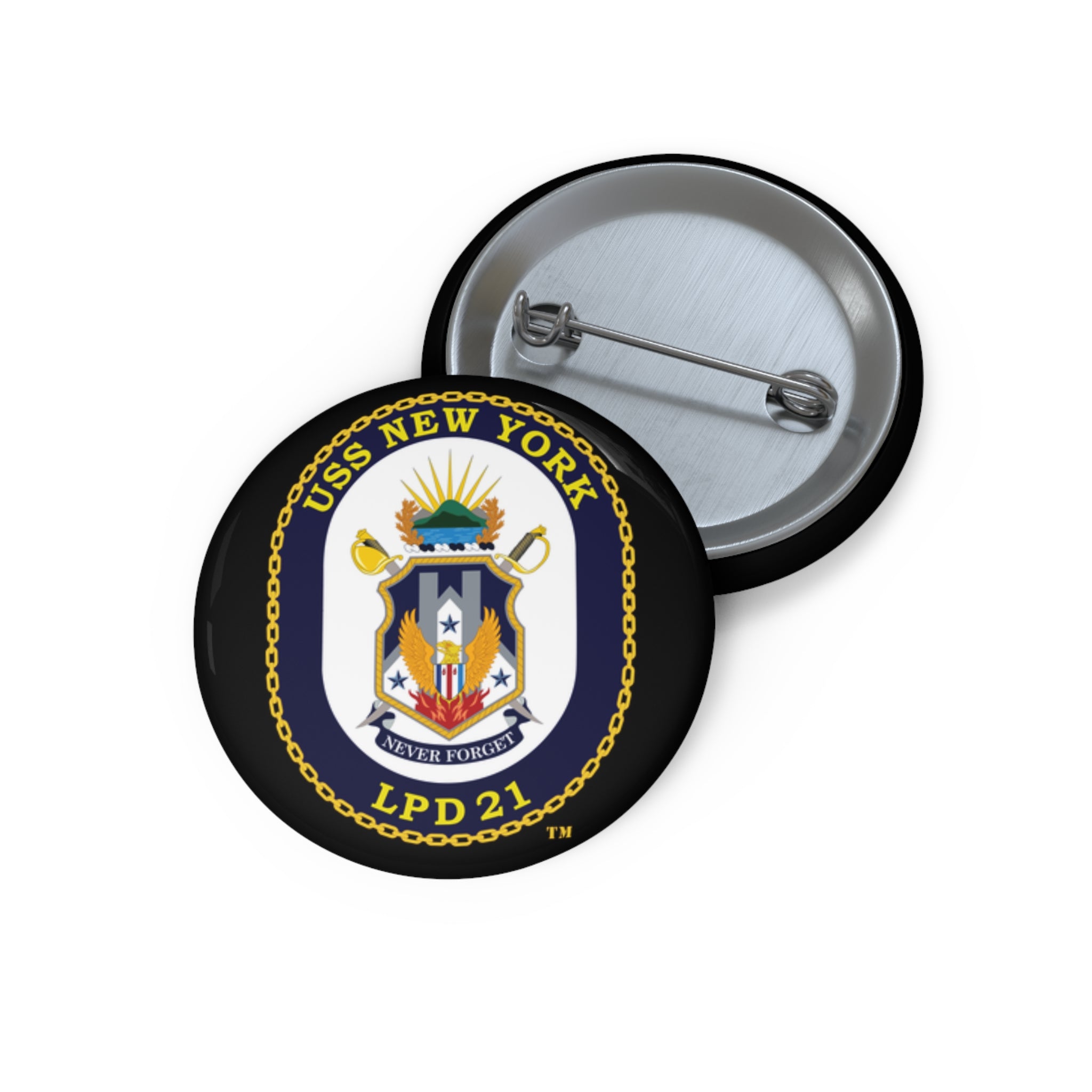Custom Pin Button - Navy - USS New York (LPD-21) wo txt