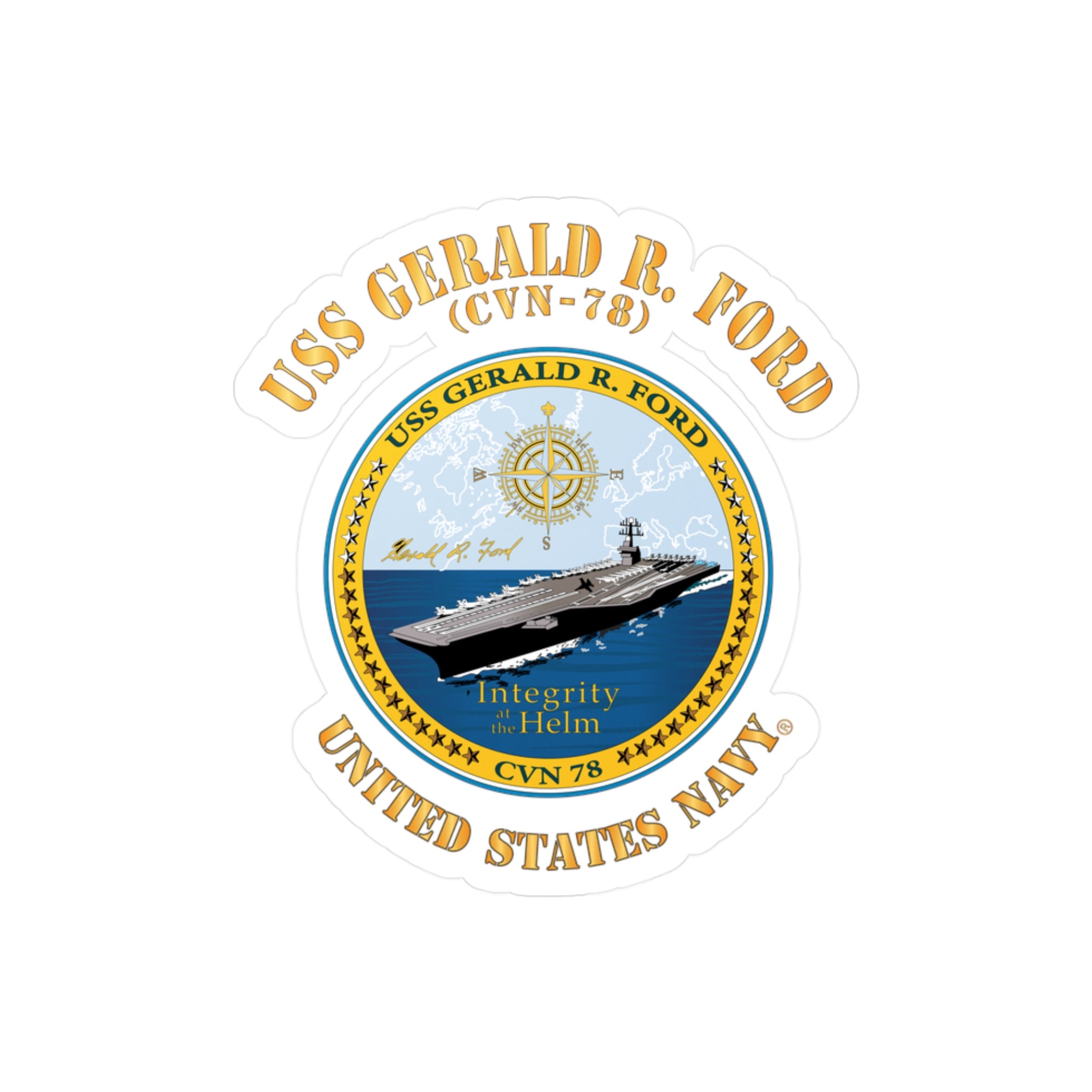 Kiss-Cut Vinyl Decal - Navy - USS Gerald R. Ford (CVN-78)