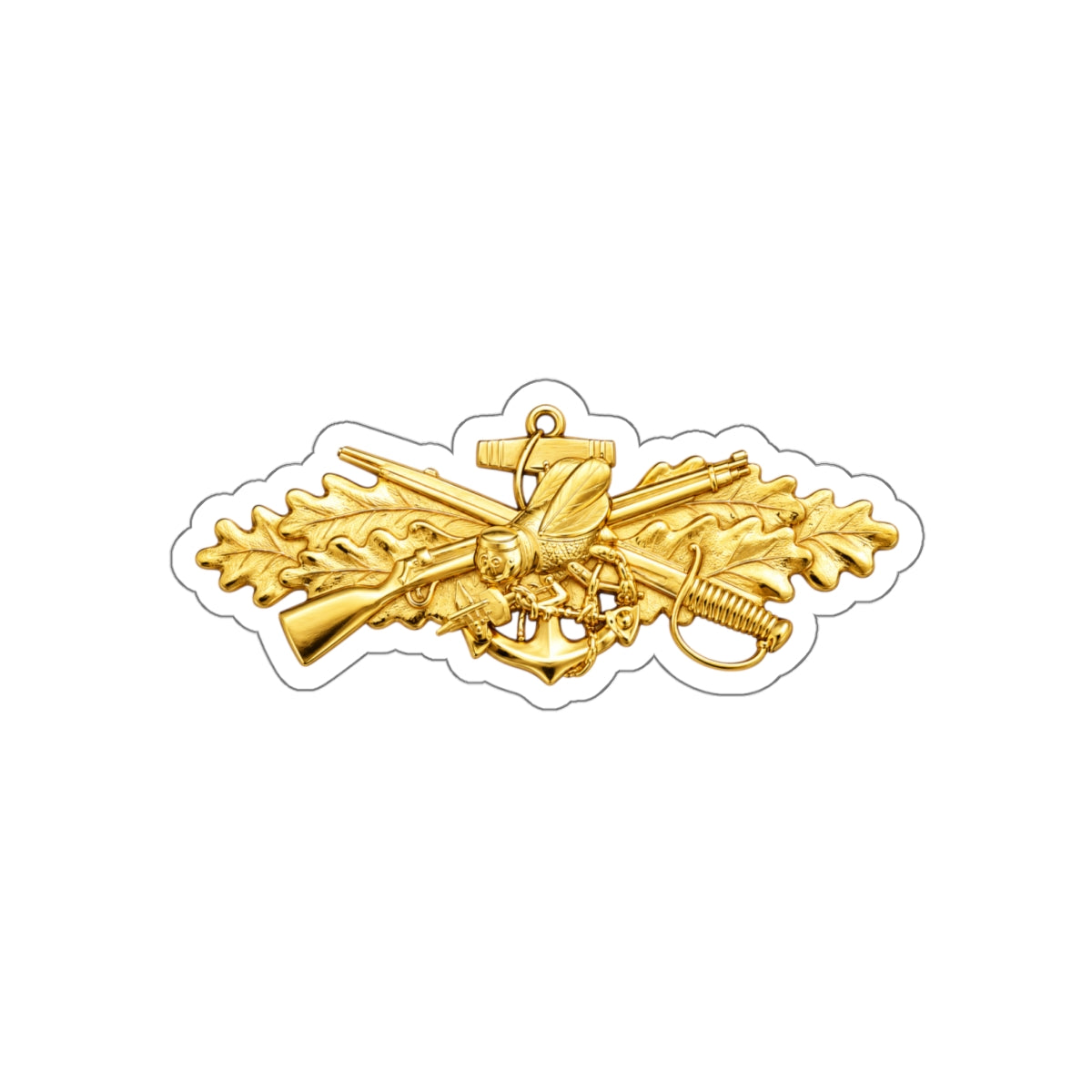 Die-Cut Vinyl Sticker - Navy - Badge - Seabee combat warfare specialist wo txt - Officer - 3D - Enhanced