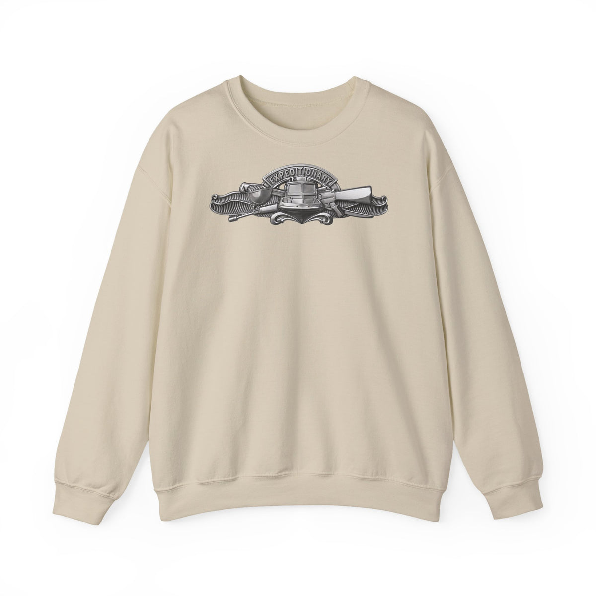 Unisex Heavy Blend™ Crewneck Sweatshirt - Navy - Badge - Expeditionary Warfare (EXW) wo txt - Officer - 3D - Enhanced