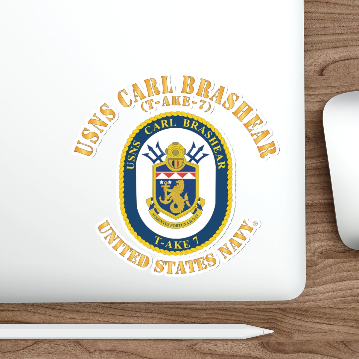 Die-Cut Vinyl Sticker - Navy - USNS Carl Brashear (T-AKE 7)