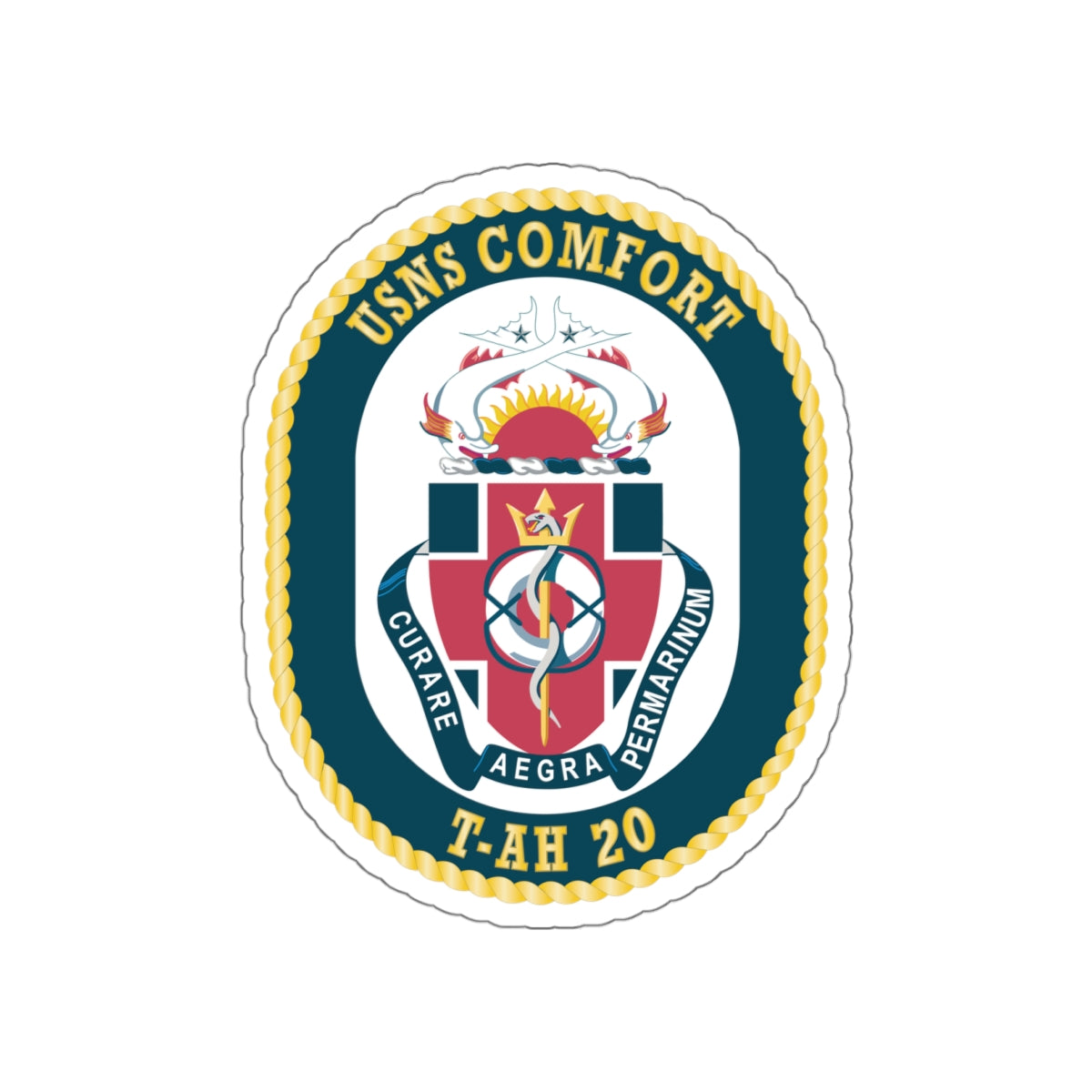 Die-Cut Vinyl Sticker - Navy - USNS Comfort (T-AH 20) wo txt