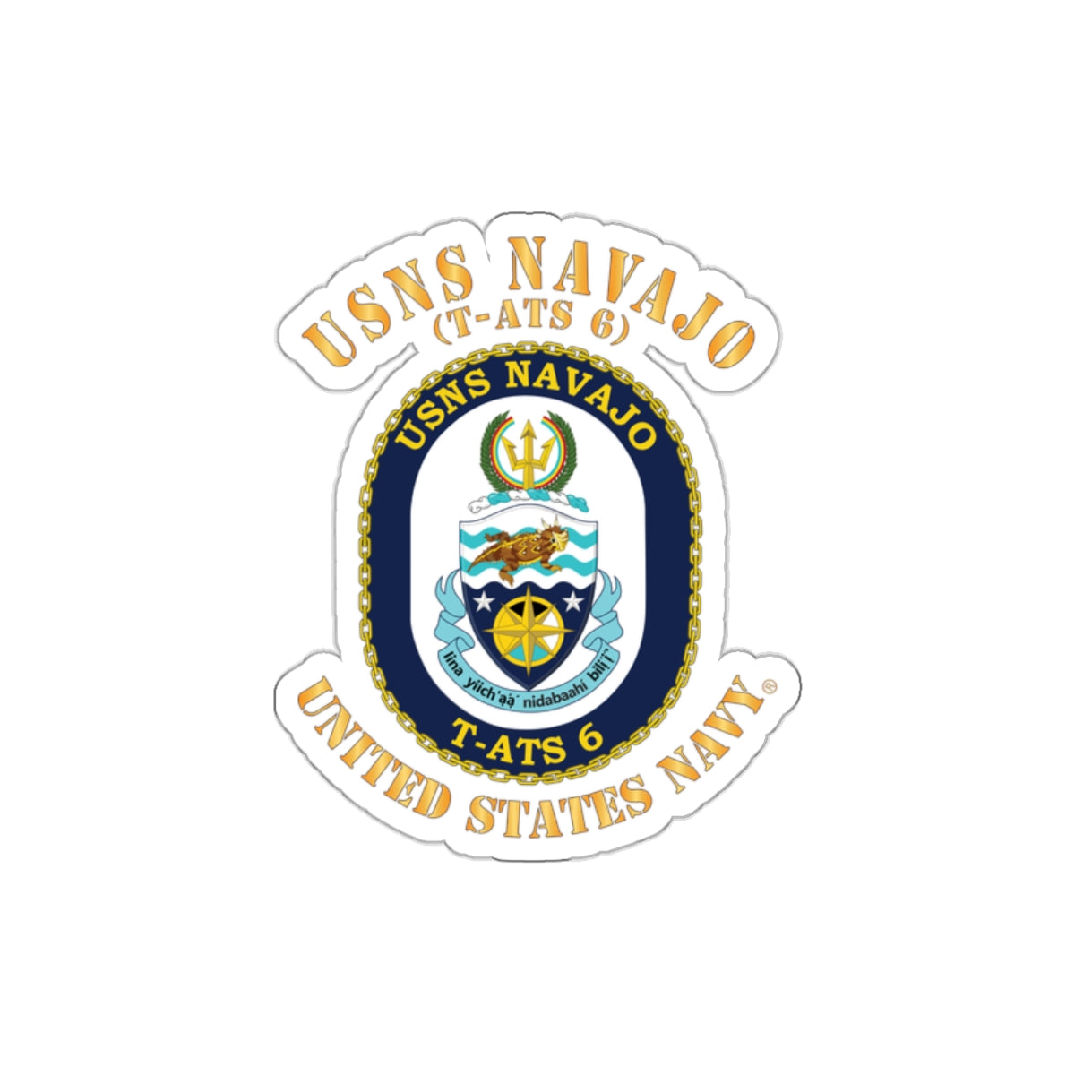 Die-Cut Vinyl Sticker - Navy - USNS Navajo (T-ATS 6)