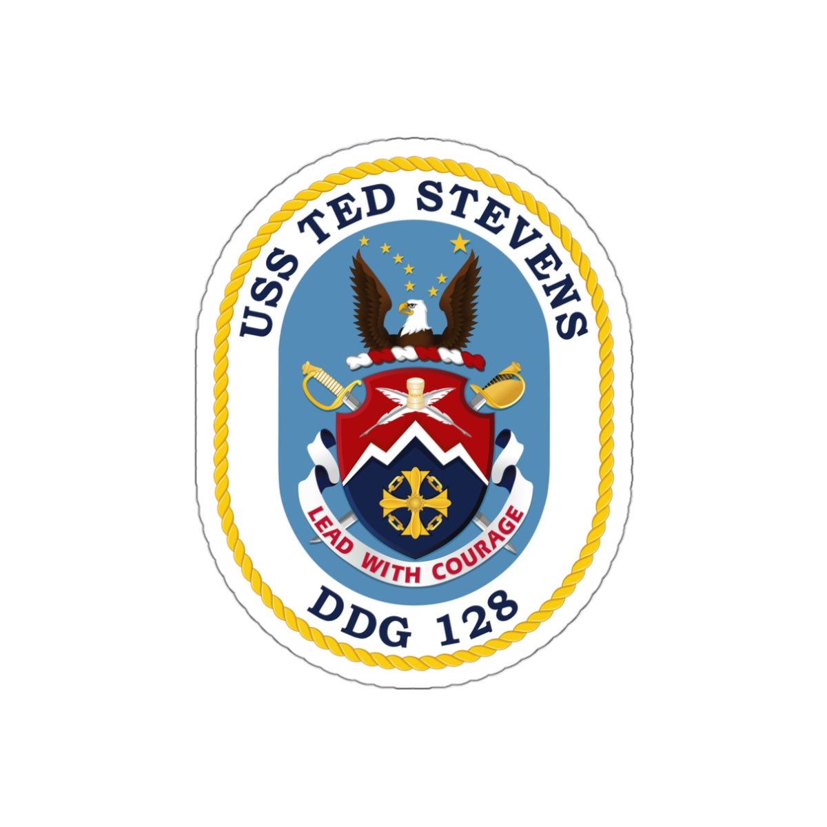 Die-Cut Vinyl Sticker - Navy - USS Ted Stevens (DDG-128) wo txt