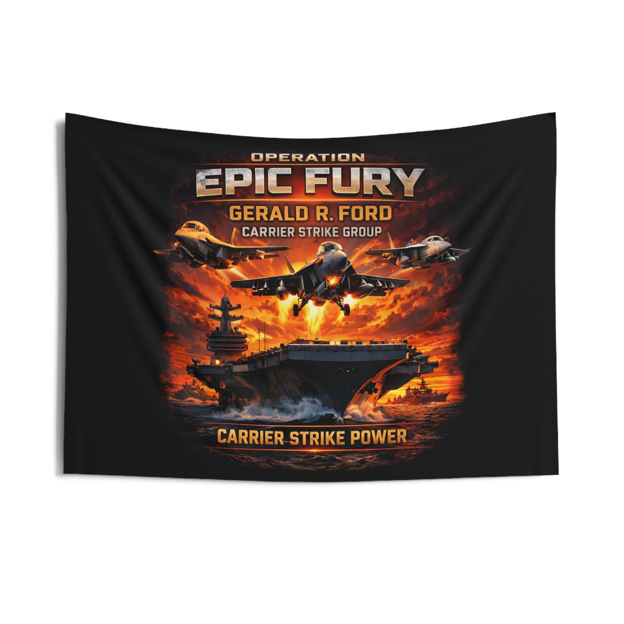 Operation Epic Fury Gerald R. Ford Carrier Strike Group Indoor Wall Tapestry