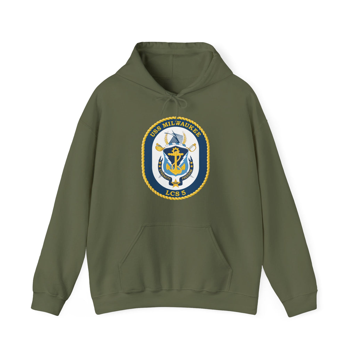 Unisex Heavy Blend™ Hoodies - Navy - USS Milwaukee (LCS-5) wo Txt X 300