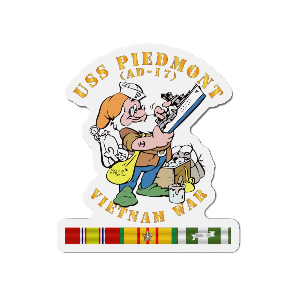 Die-Cut Magnet - Navy - USS Piedmont (AD-17) w VN SVC - Vietnam War