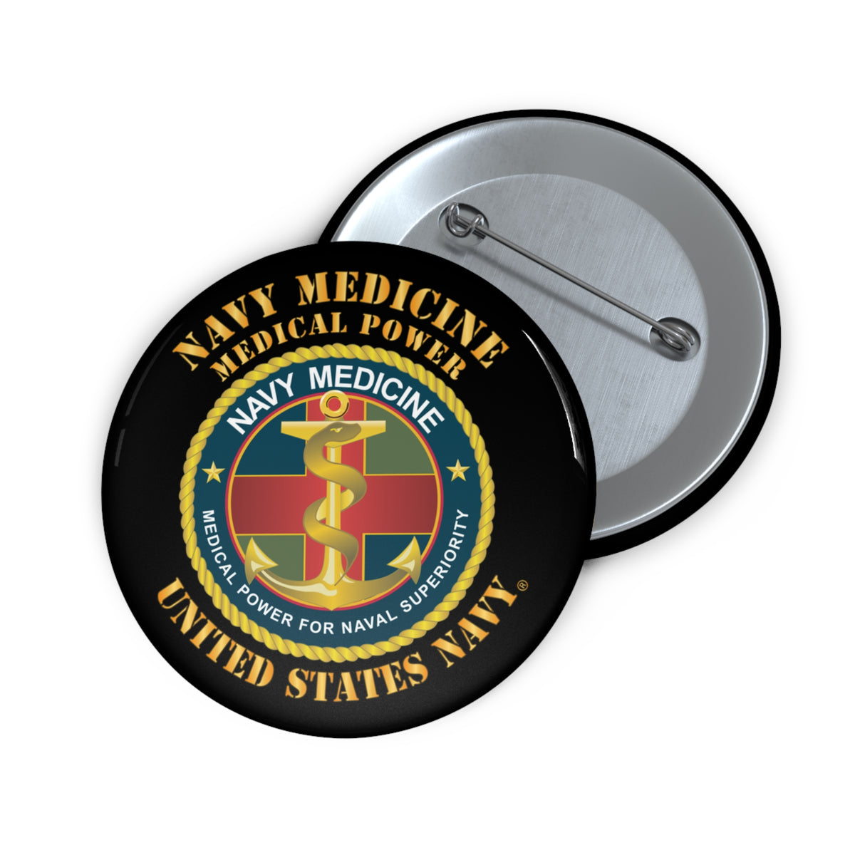 Pin Button - Navy Medicine - Medical Power for Naval Superiority X 300
