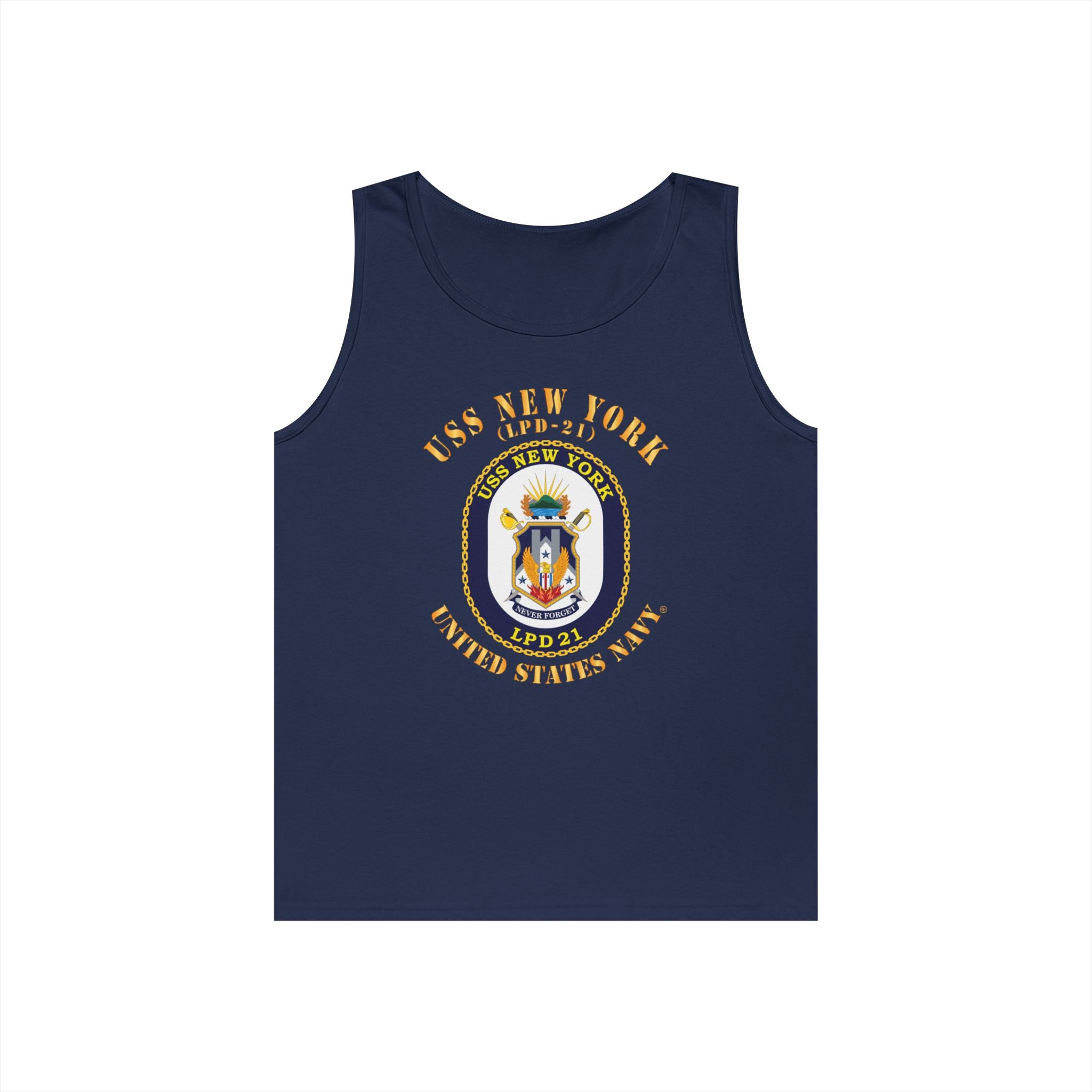 Unisex Heavy Cotton Tank Top - Navy - USS New York (LPD-21) X 300