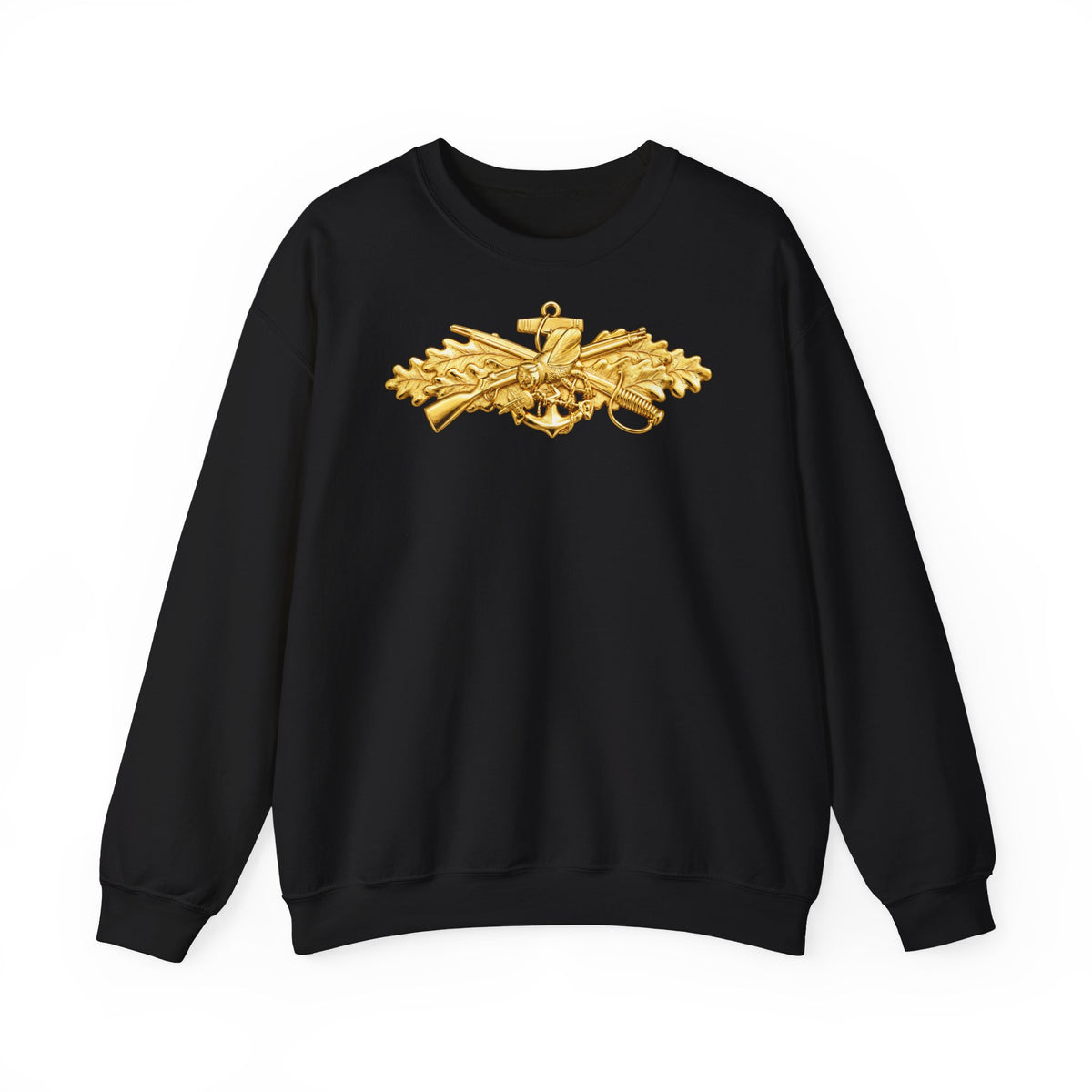 Unisex Heavy Blend™ Crewneck Sweatshirt - Navy - Badge - Seabee combat warfare specialist wo txt - Officer - 3D - Enhanced