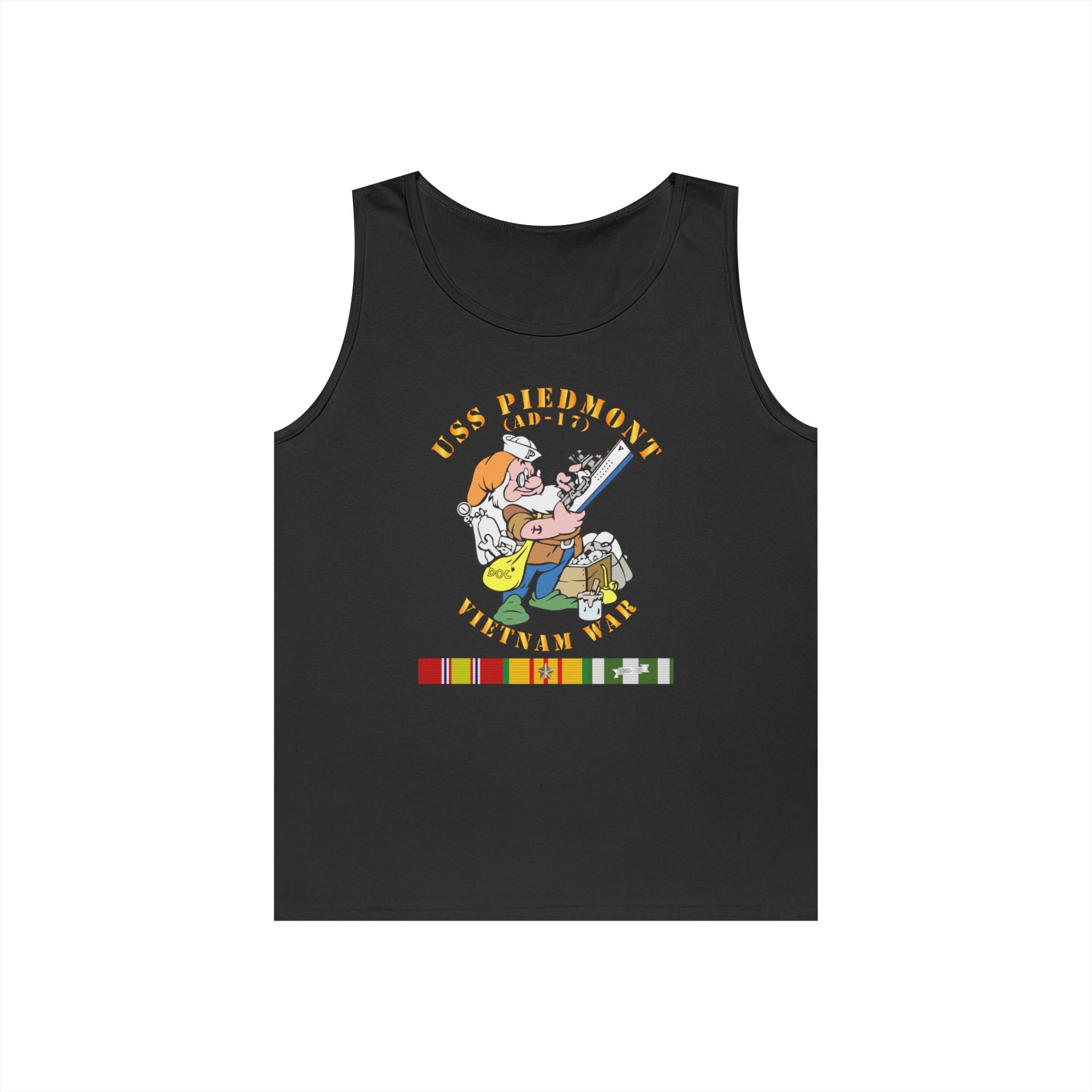 Unisex Heavy Cotton Tank Top - Navy - USS Piedmont (AD-17) w VN SVC - Vietnam War