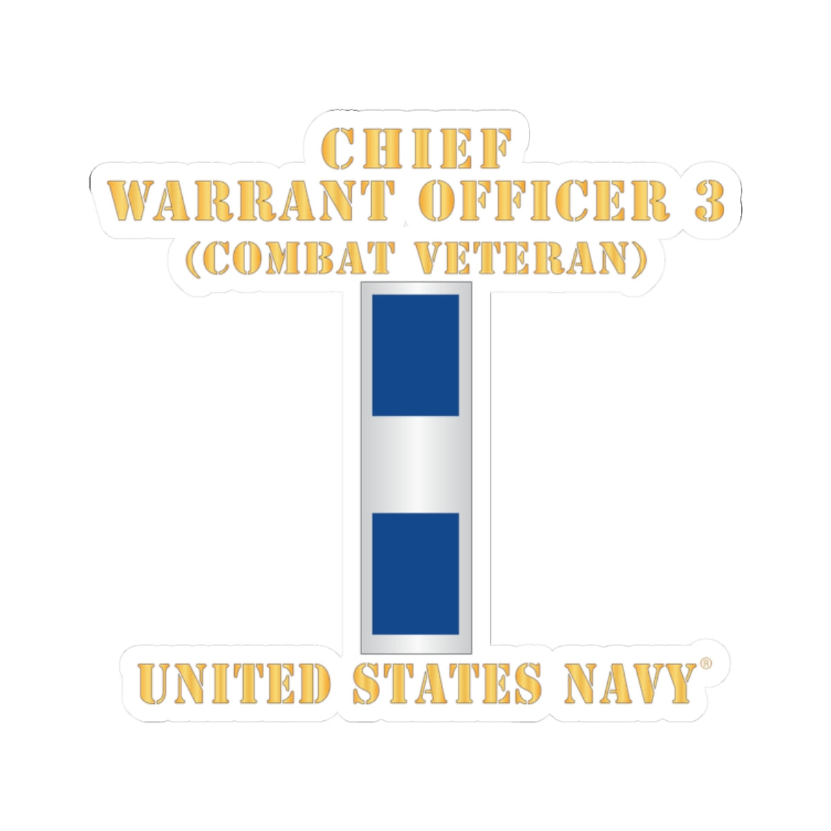 Kiss-Cut Stickers - Navy - Chief Warrant Officer 3 - CW03 - Combat Veteran