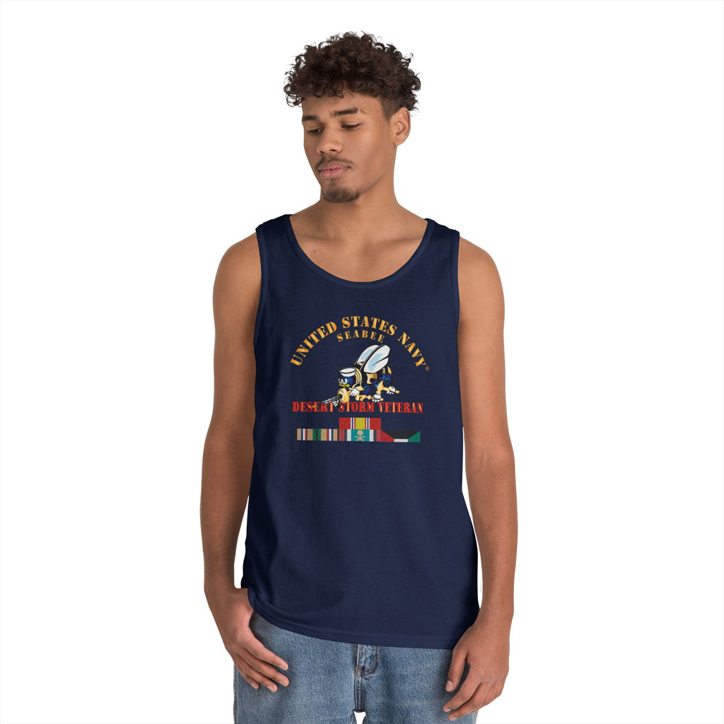 Unisex Heavy Cotton Tank Top - Navy - Seabee - Desert Storm Veteran