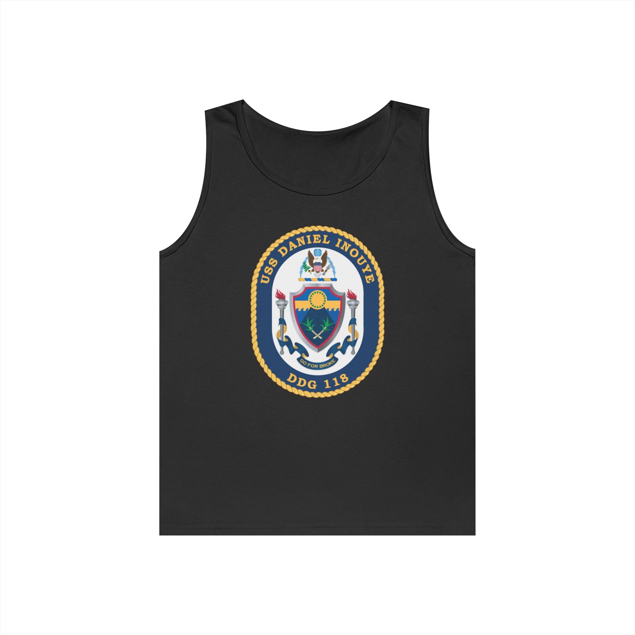 Unisex Heavy Cotton Tank Top - Navy - USS Daniel Inouye (DDG-118) wo txt