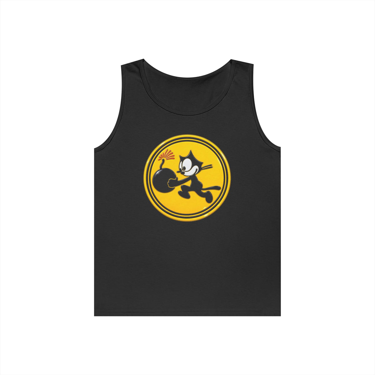 Unisex Heavy Cotton Tank Top - NAVY - VF - 3 - WWII Felix Insignia - 3D - Enhanced