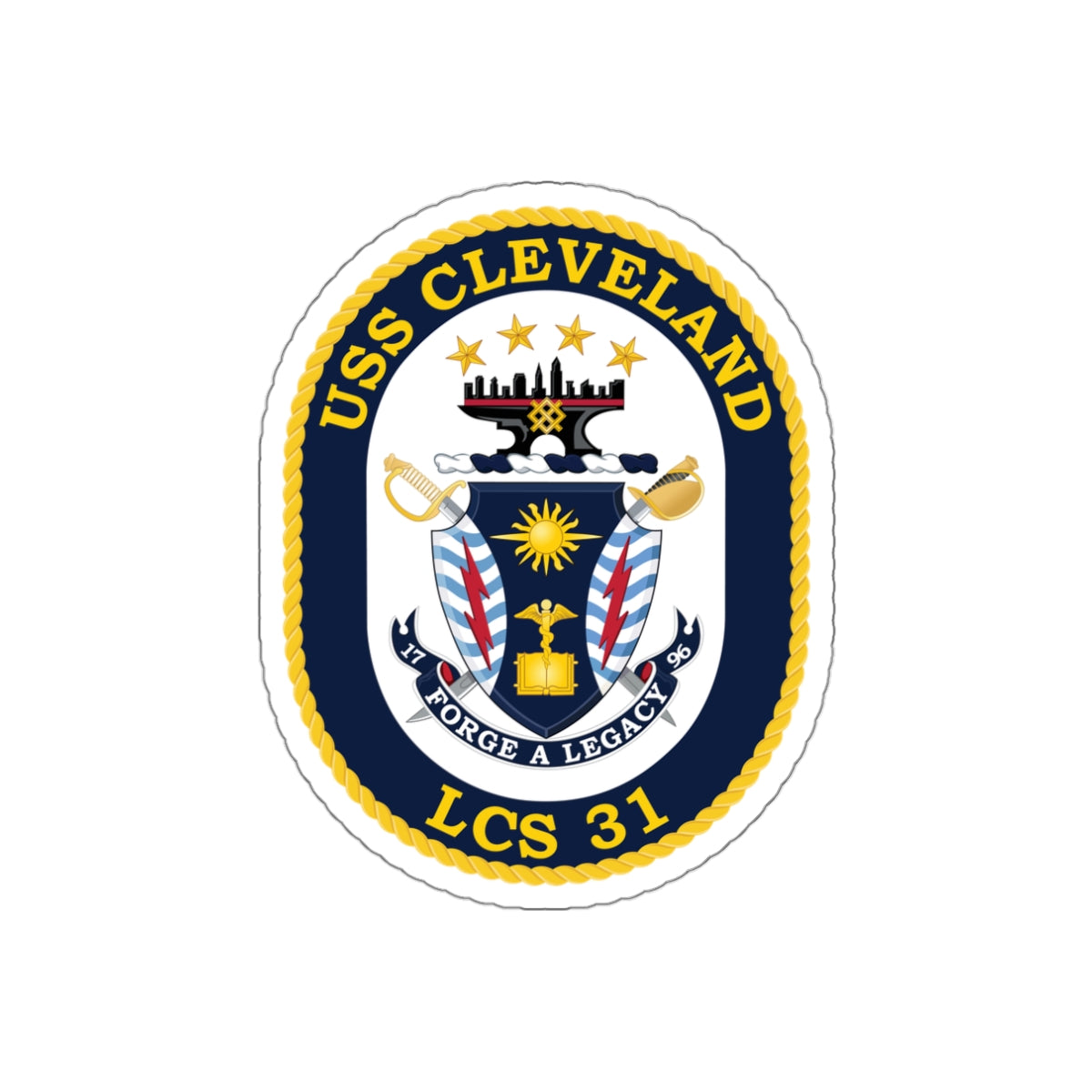 Die-Cut Vinyl Sticker - Navy - USS Cleveland (LCS-31) wo txt