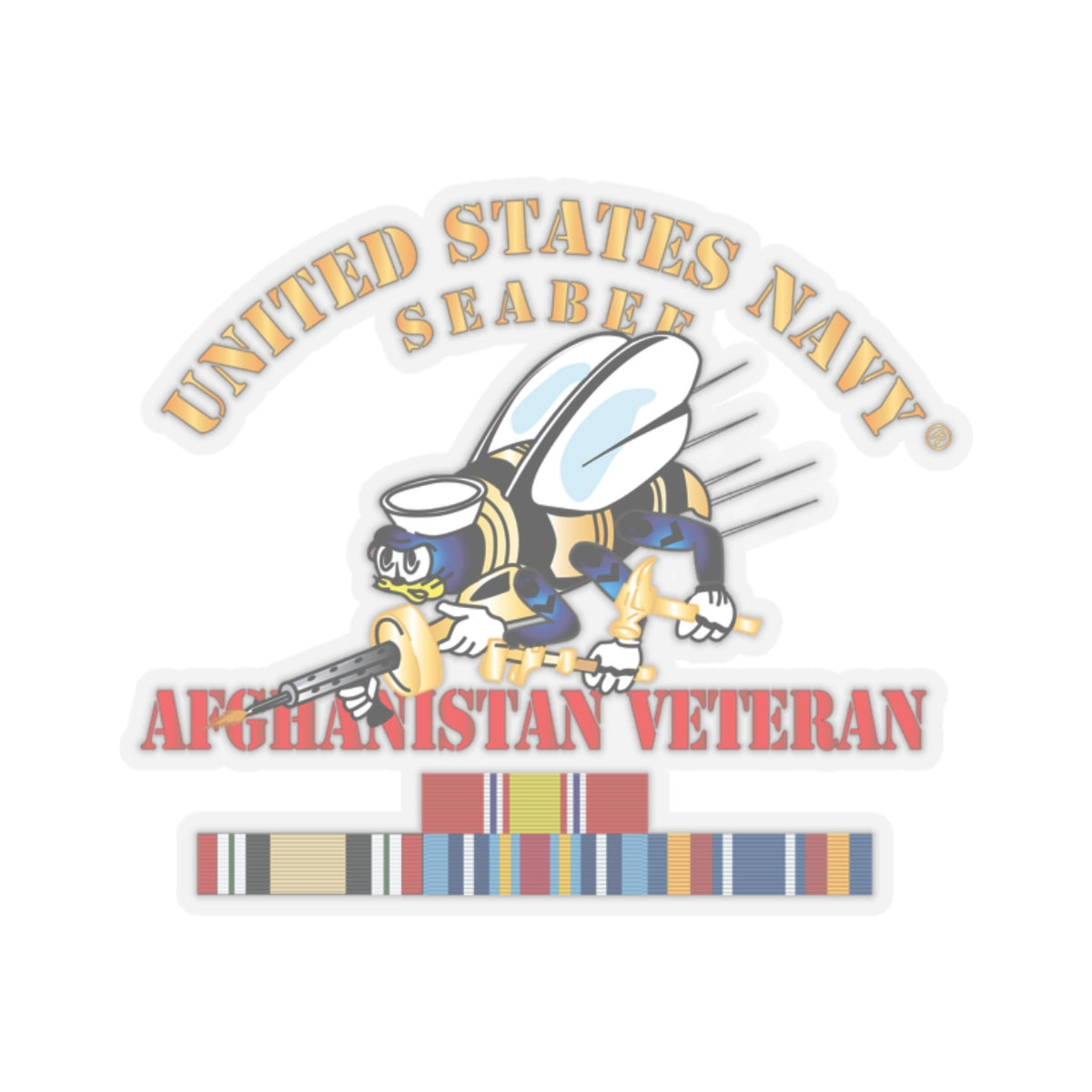 Kiss-Cut Stickers - Navy - Seabee - Afghanistan Veteran