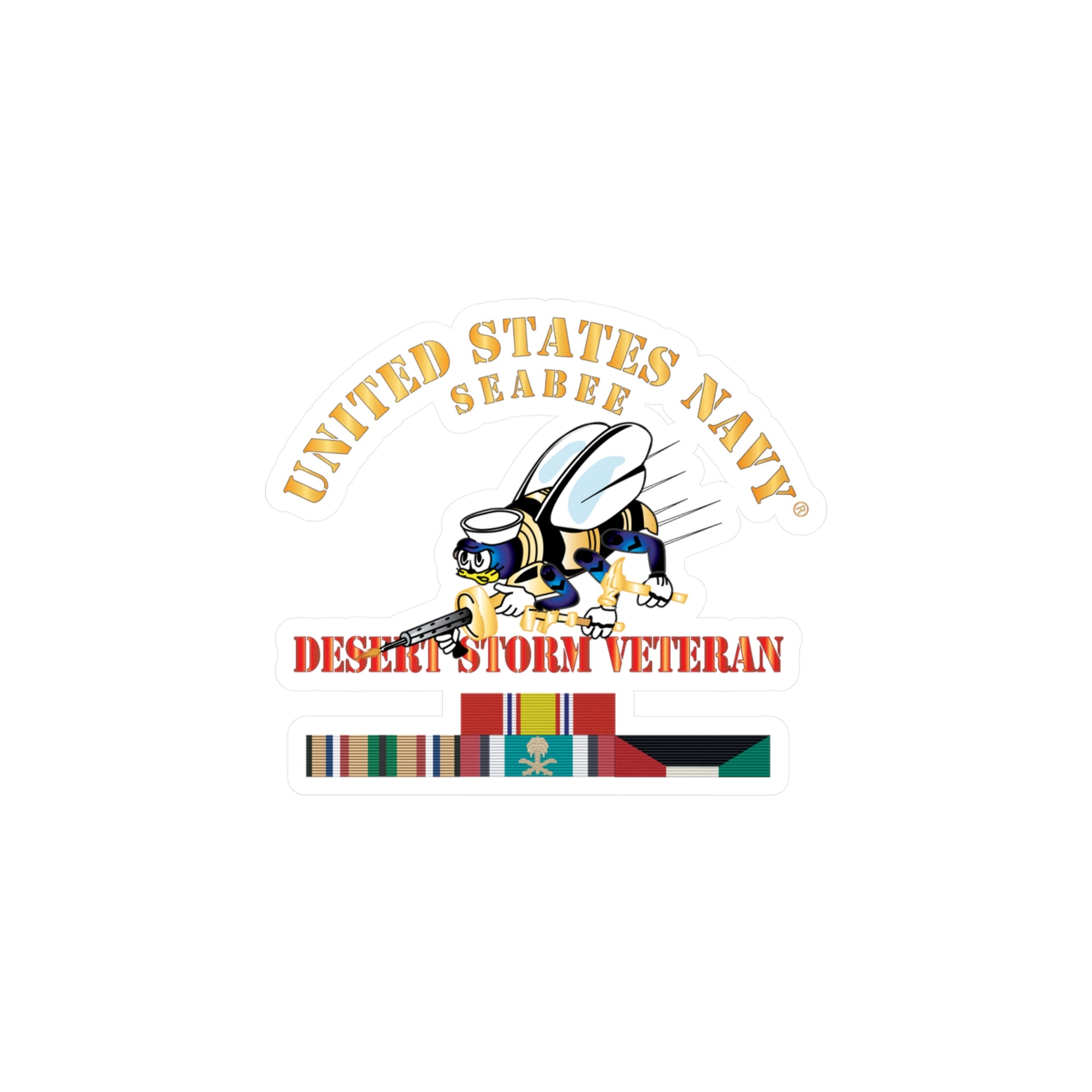 Kiss-Cut Vinyl Decal - Navy - Seabee - Desert Storm Veteran