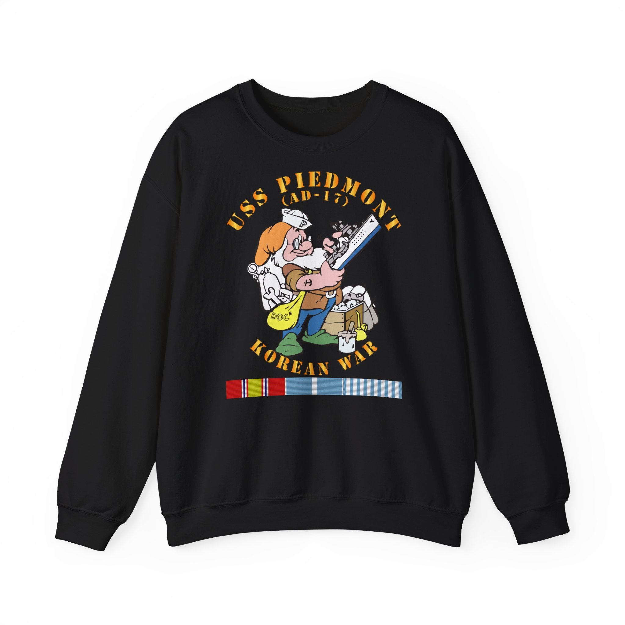 Unisex Heavy Blend™ Crewneck Sweatshirt - Navy - USS Piedmont (AD-17) w KOREA SVC - Korean War