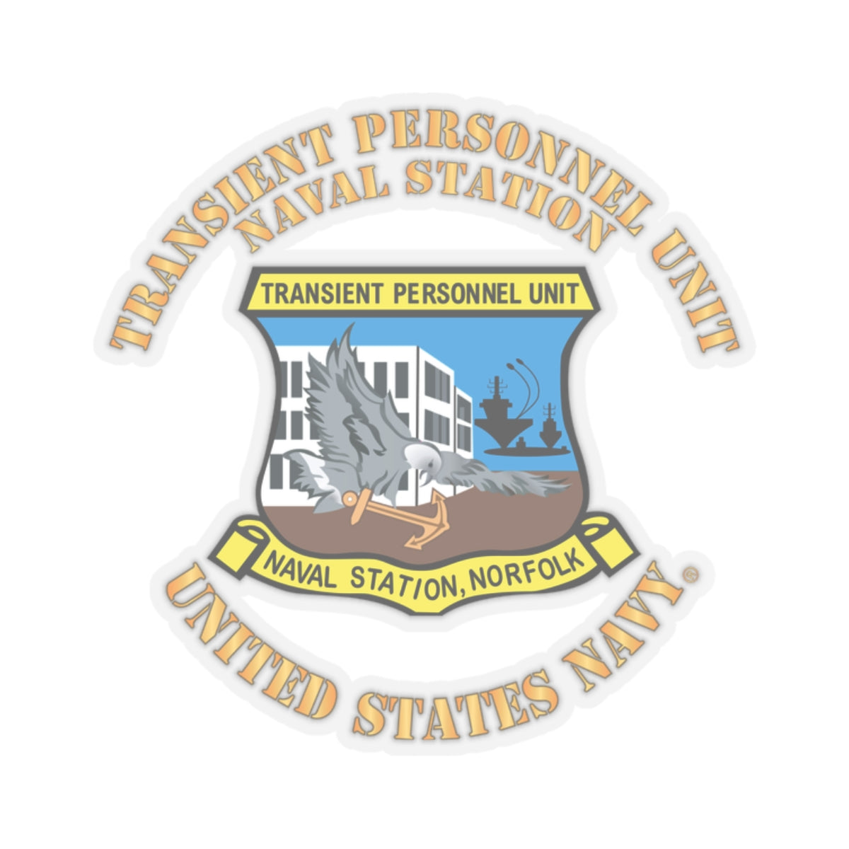 Kiss-Cut Stickers - Navy - Transient Personnel Unit - Naval Station Norfolk