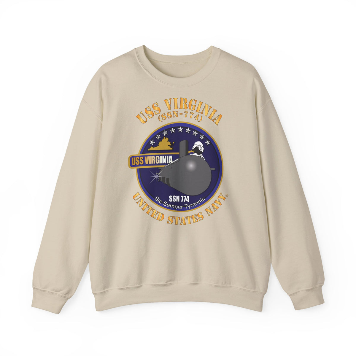 Unisex Heavy Blend™ Crewneck Sweatshirt -  Navy - USS Virginia (SSN-774) X 300
