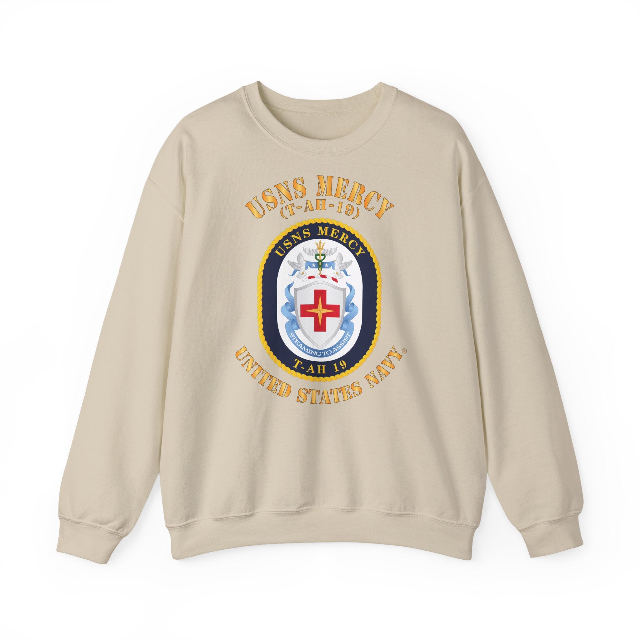 Unisex Heavy Blend™ Crewneck Sweatshirt - Navy - USNS Mercy (T-AH-19)